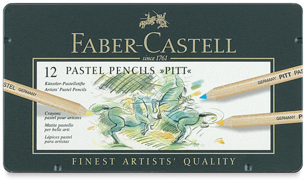 Faber-Castell Pitt Pastel Pencil Set - Assorted Colors, Tin Box, Set of 12, front cover Faber-Castell Pitt Pastel Pencil Set - Assorted Colors, Tin Box, Set of 12, front cover