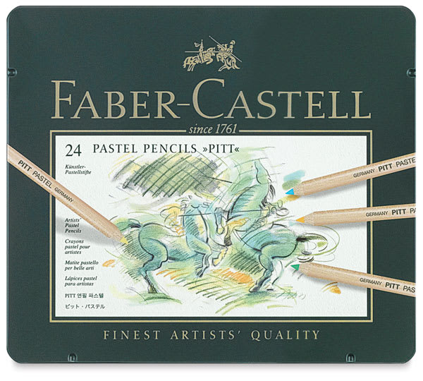 Faber-Castell Pitt Pastel Pencil Set - Assorted Colors, Tin Box, Set of 24, front cover Faber-Castell Pitt Pastel Pencil Set - Assorted Colors, Tin Box, Set of 24, front cover