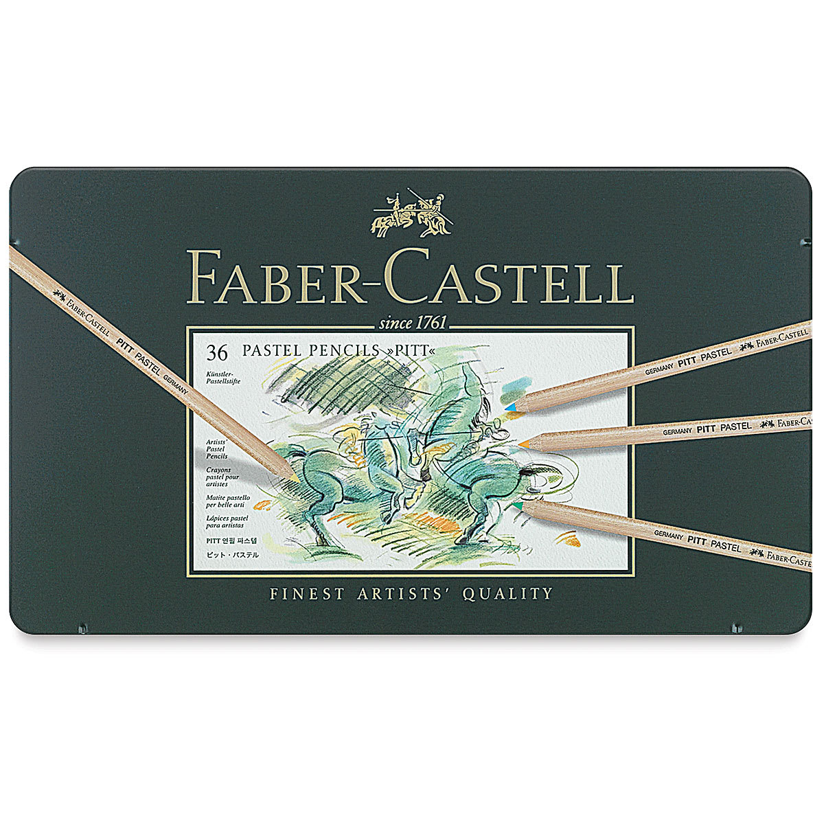 Faber-Castell Pitt Pastel Pencil Set - Assorted Colors, Tin Box, Set of 36, front cover Faber-Castell Pitt Pastel Pencil Set - Assorted Colors, Tin Box, Set of 36, front cover