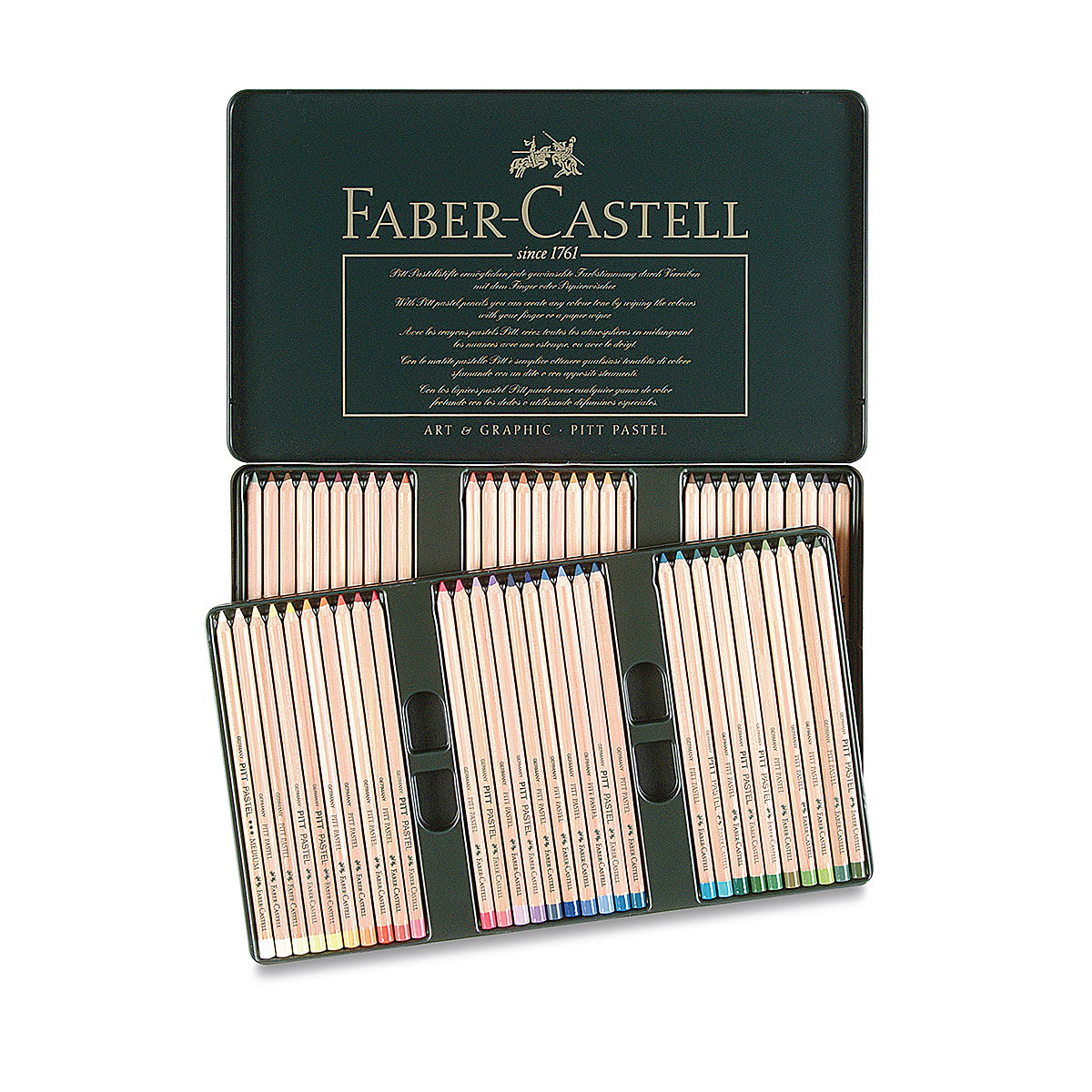 Faber-Castell Pitt Pastel Pencil Set - Set of 60, Tin Box, Assorted Colors