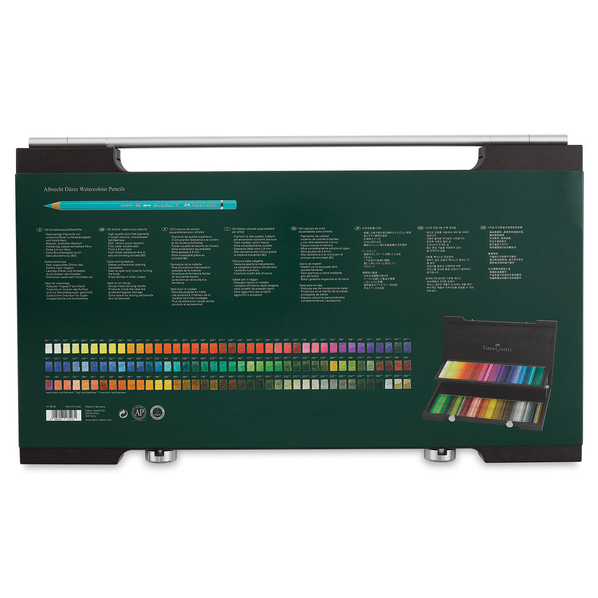 Faber-Castell Albrecht Durer Watercolor Pencils - Set of 120, Wood Box (back of package)