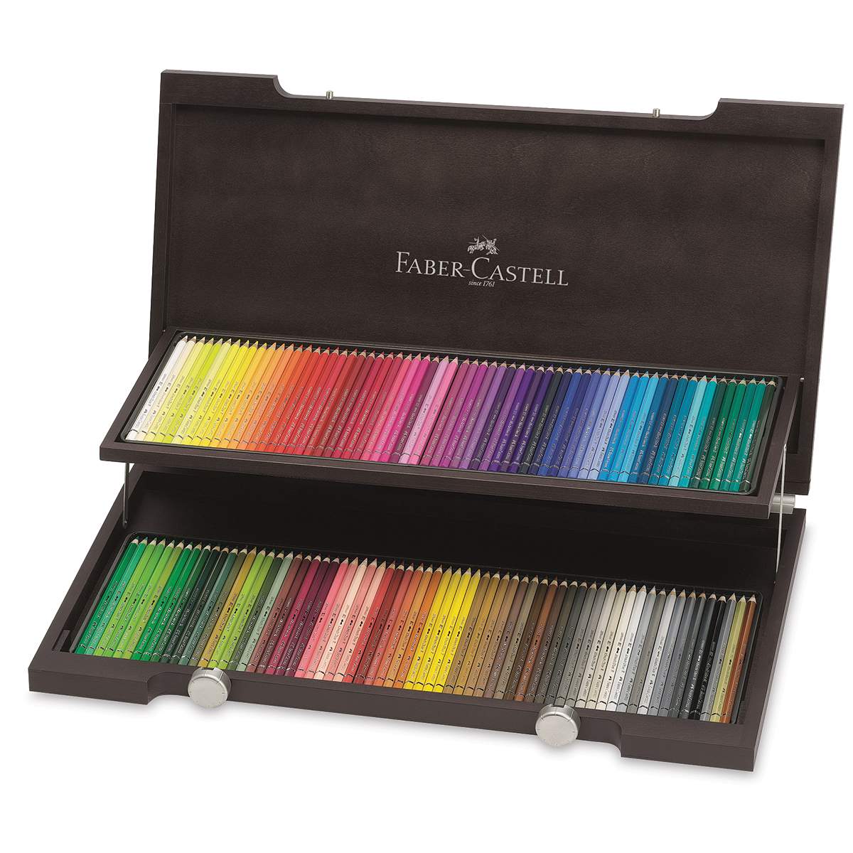 Faber-Castell Albrecht Durer Watercolor Pencils-Set of 120, Wood Box. Top open, 2 tiers of pencils. Faber-Castell Albrecht Durer Watercolor Pencils-Set of 120, Wood Box. Top open, 2 tiers of pencils.
