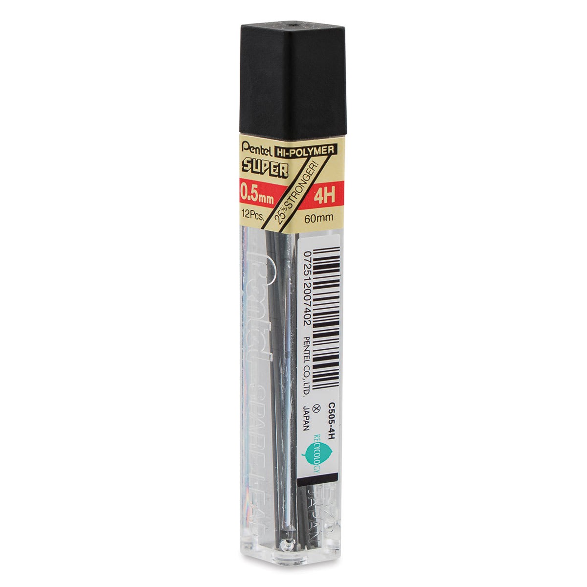 Pentel Hi-Polymer Lead Refills - 0.5 mm, Black, 4H back of package