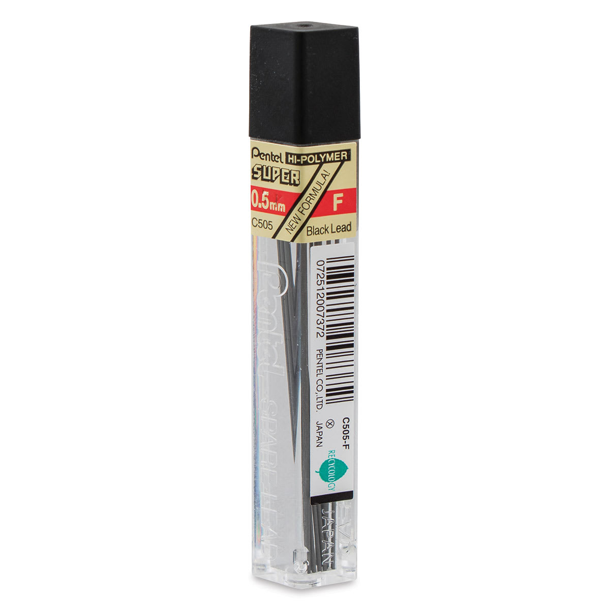 Pentel Hi-Polymer Lead Refills - 0.5 mm, Black, F back of package