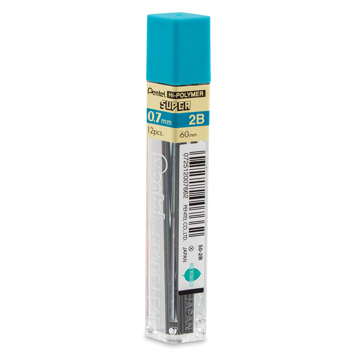 Pentel Hi-Polymer Lead Refills - 0.7 mm, Black, 2B back of package