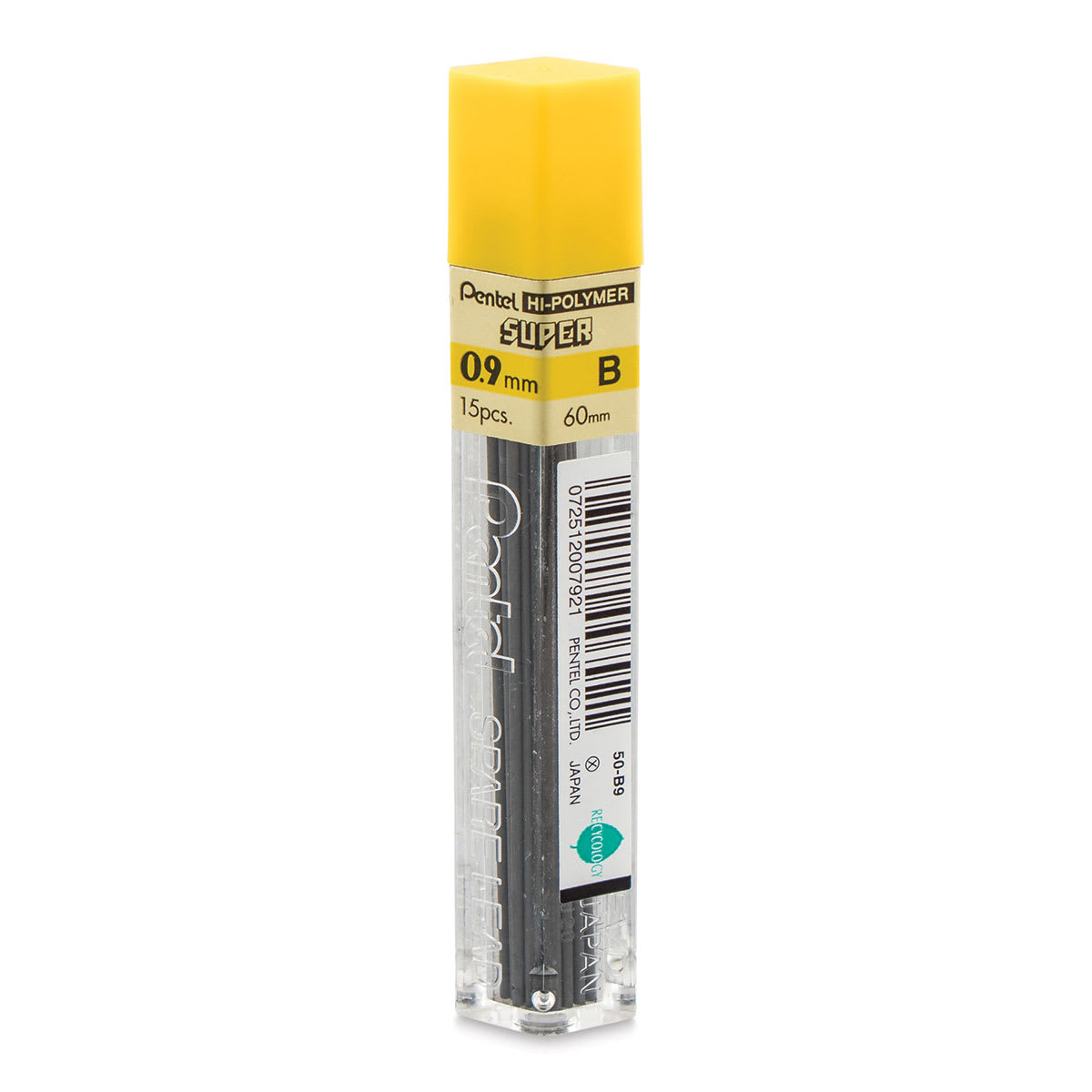 Pentel Hi-Polymer Lead Refills - 0.9 mm, Black, B back of package
