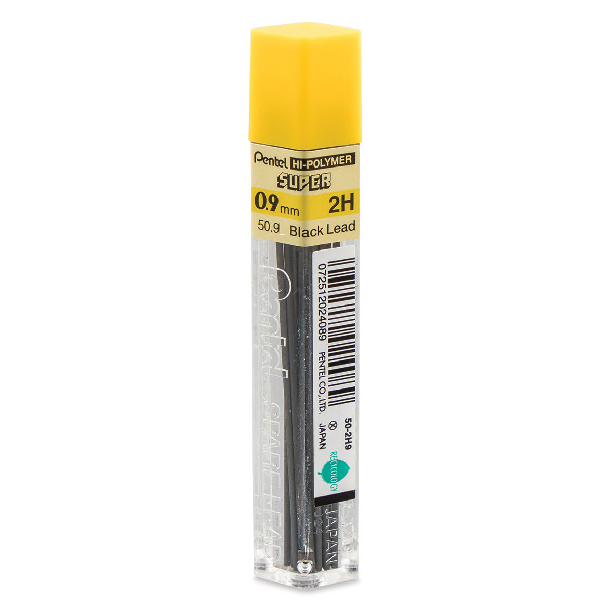 Pentel Hi-Polymer Lead Refills - 0.9 mm, Black, 2H back of package
