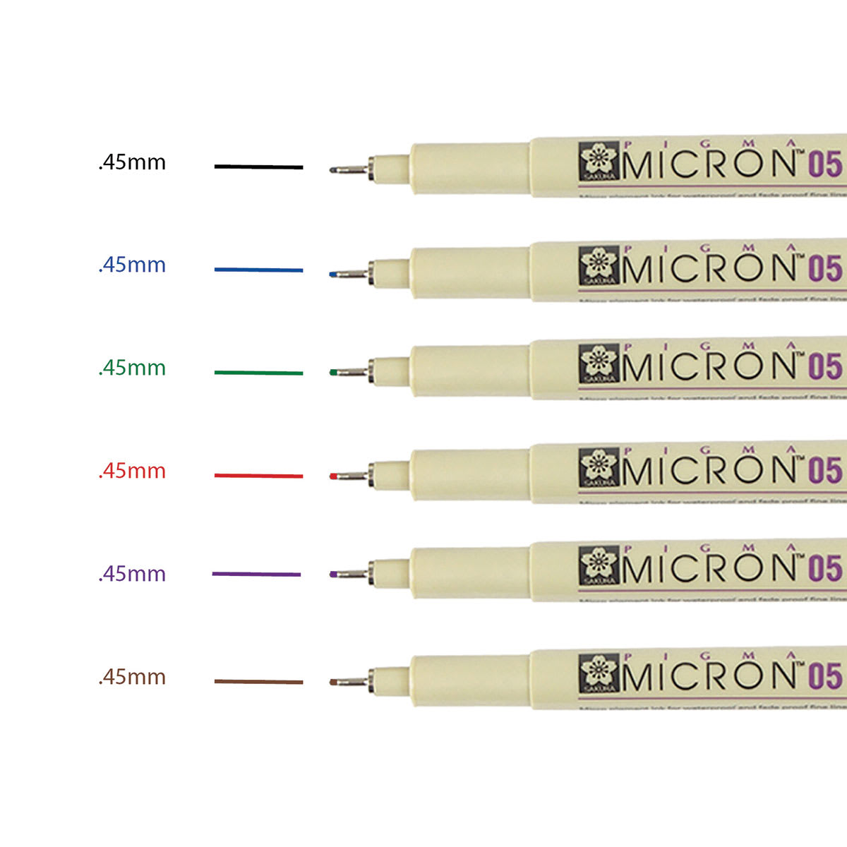 Sakura Pigma Micron Pens - Set of 6, Assorted Colors, 05 swatches of color