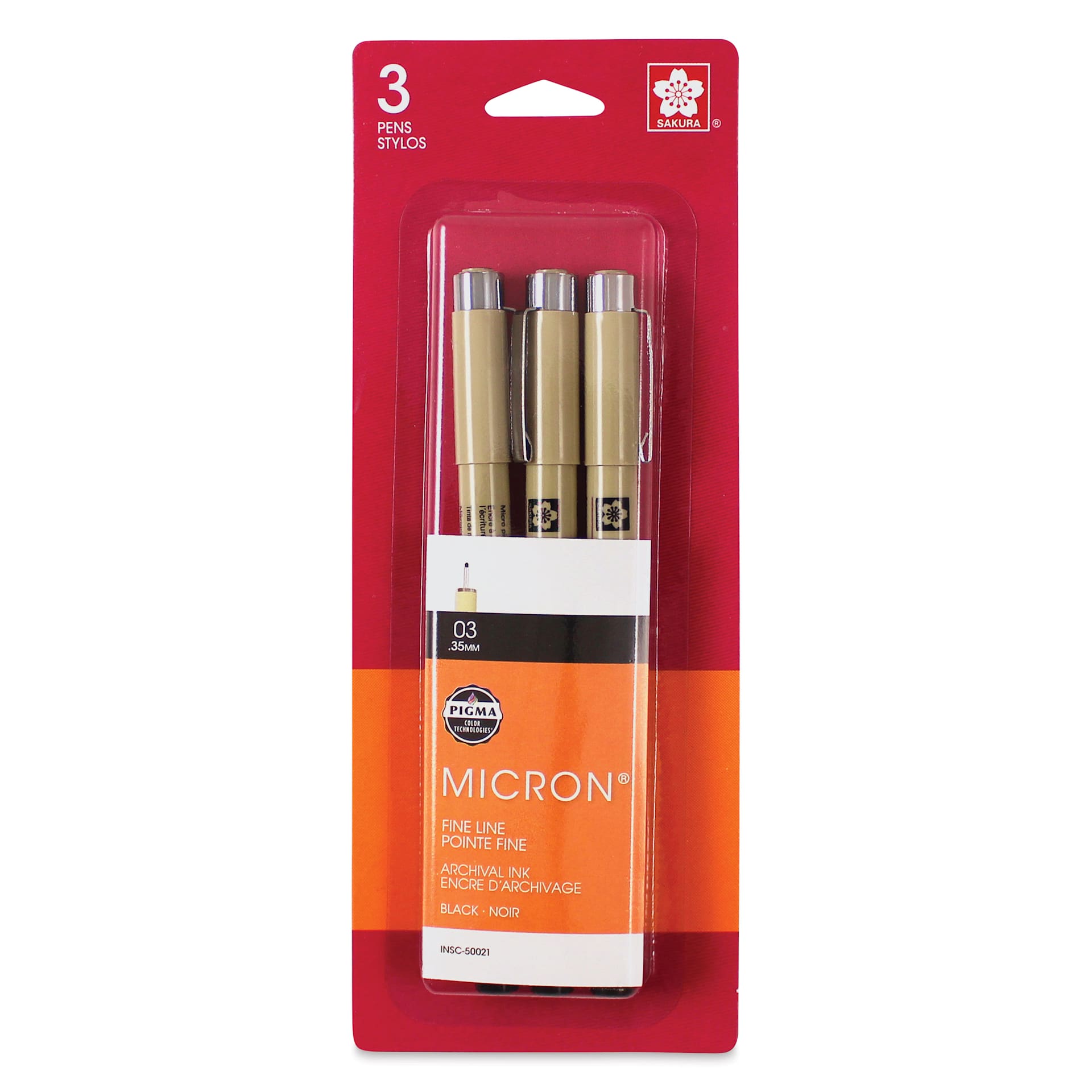 Sakura Pigma Micron Pens - Set of 3, Black, 03, packaging