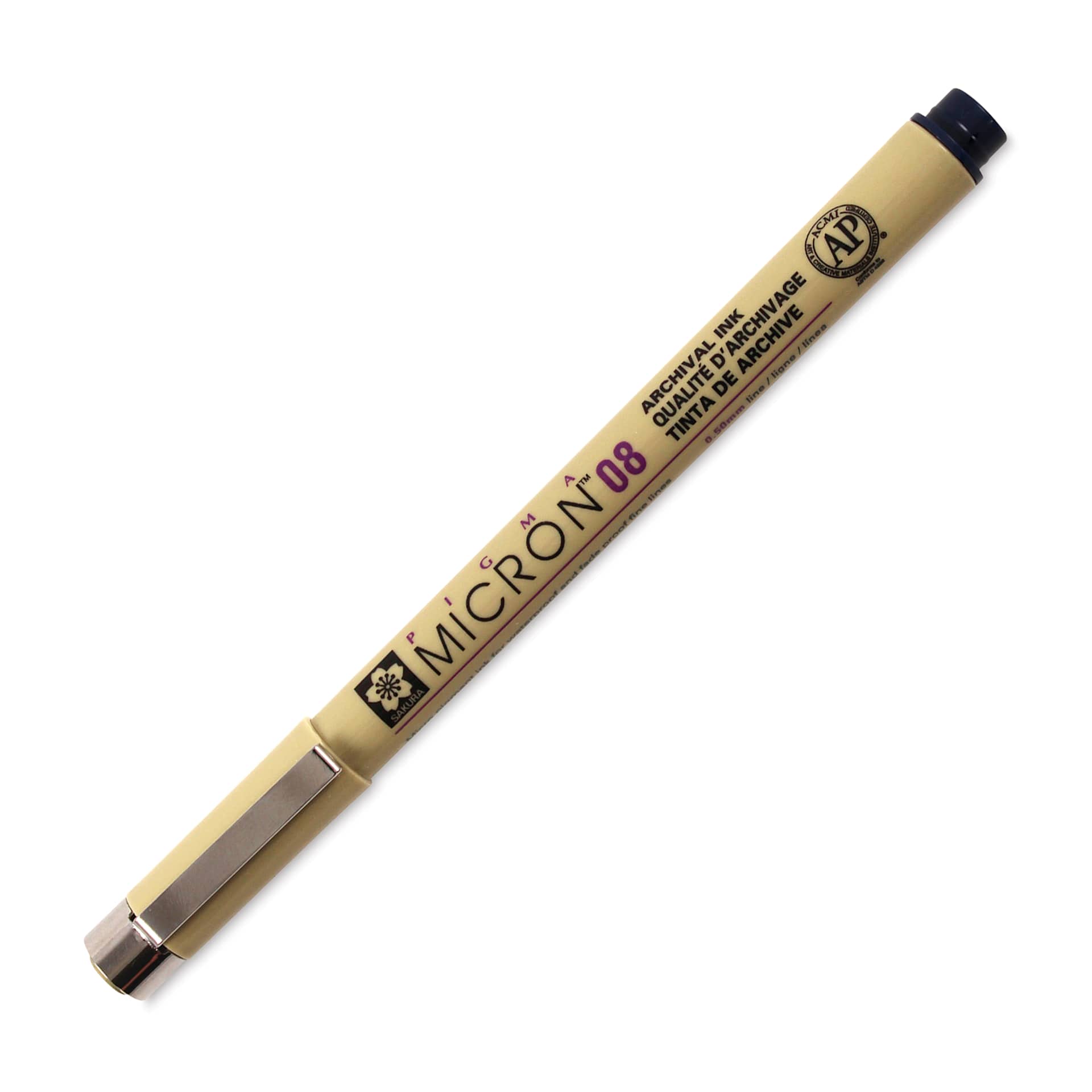 Sakura Pigma Micron Pen - Blue/Black, 08 (with cap on)