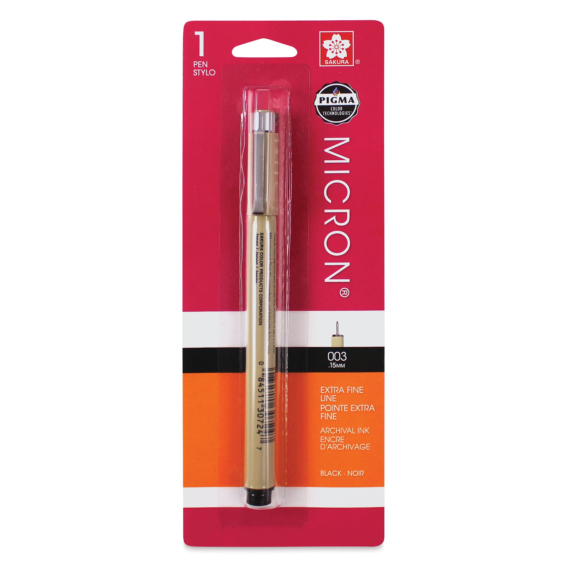 Sakura Pigma Micron Pen - Black, 003, packaging