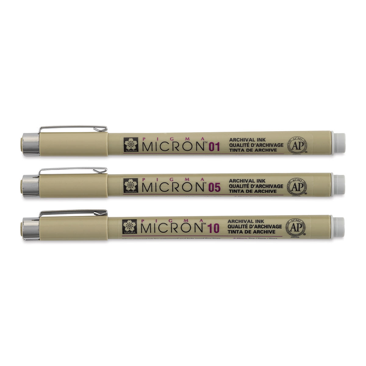 Sakura Pigma Micron Pens - Set of 3, Light Cool Gray (pens out of package)