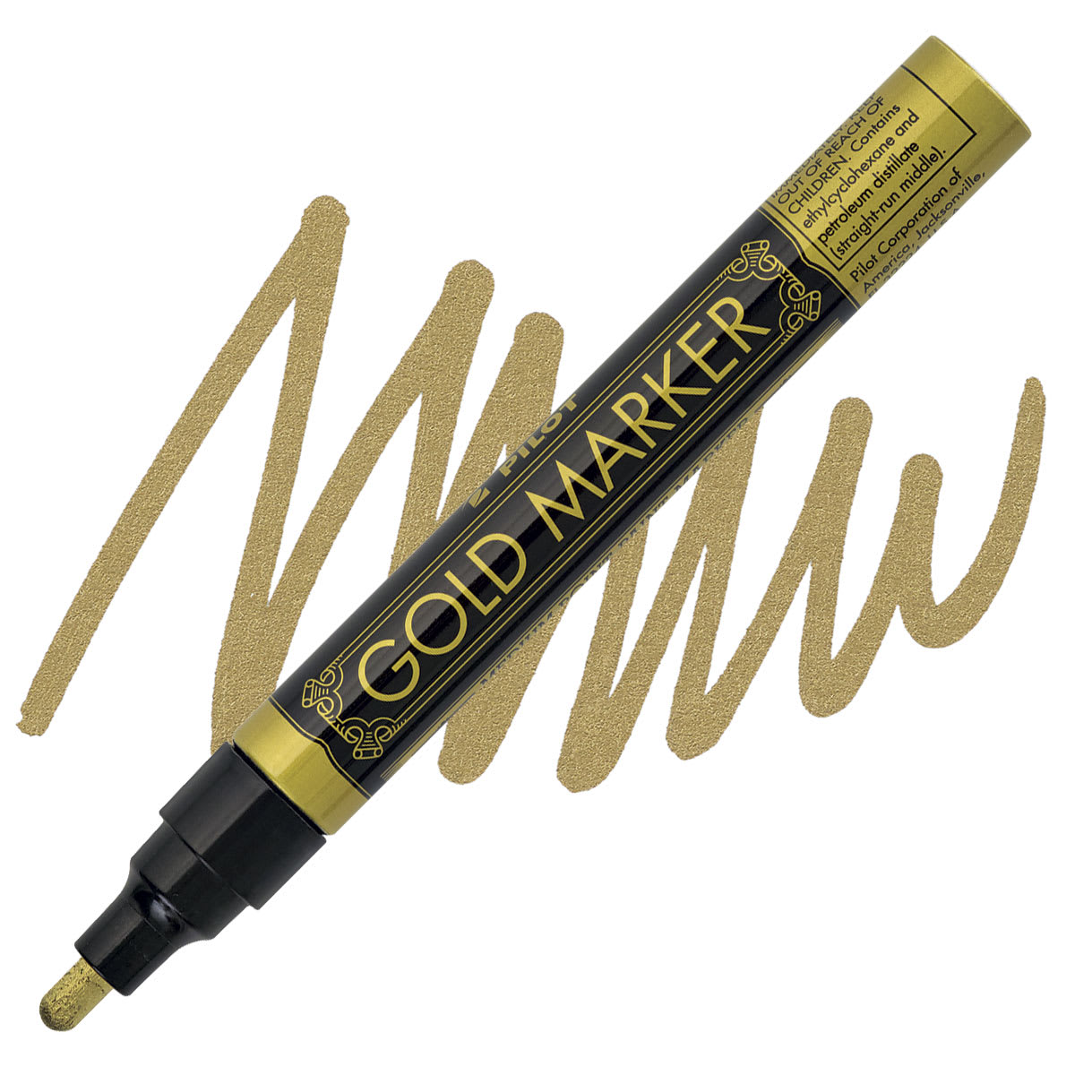 Pilot Gold Marker - Gold, Medium Point marker and swatch