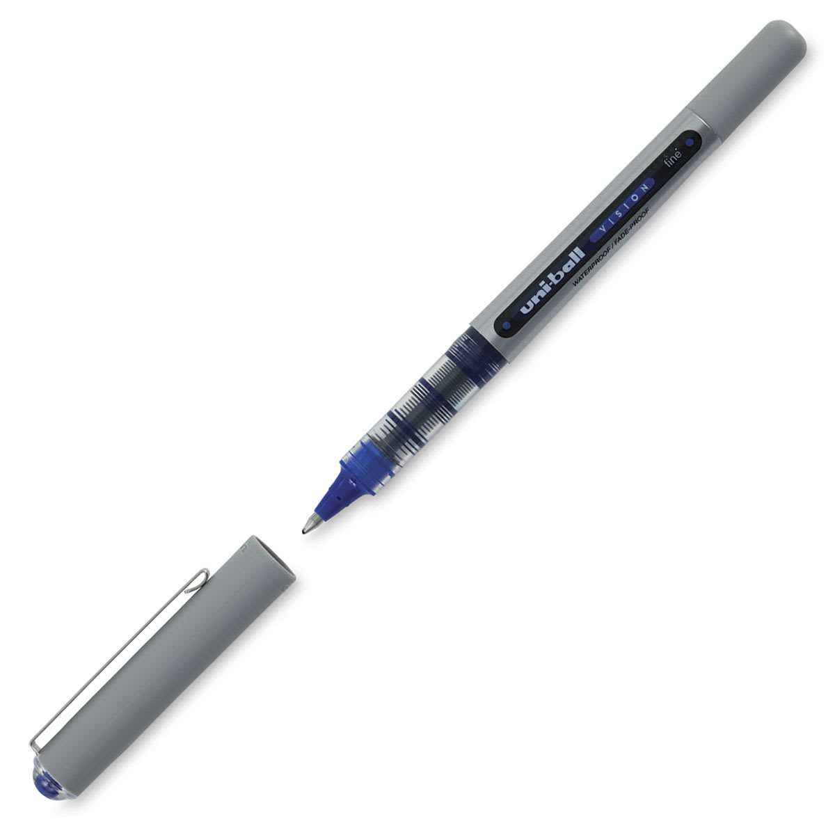 Uni-Ball Vision Rollerball Pen - Blue, 0.7 mm cap separated from pen