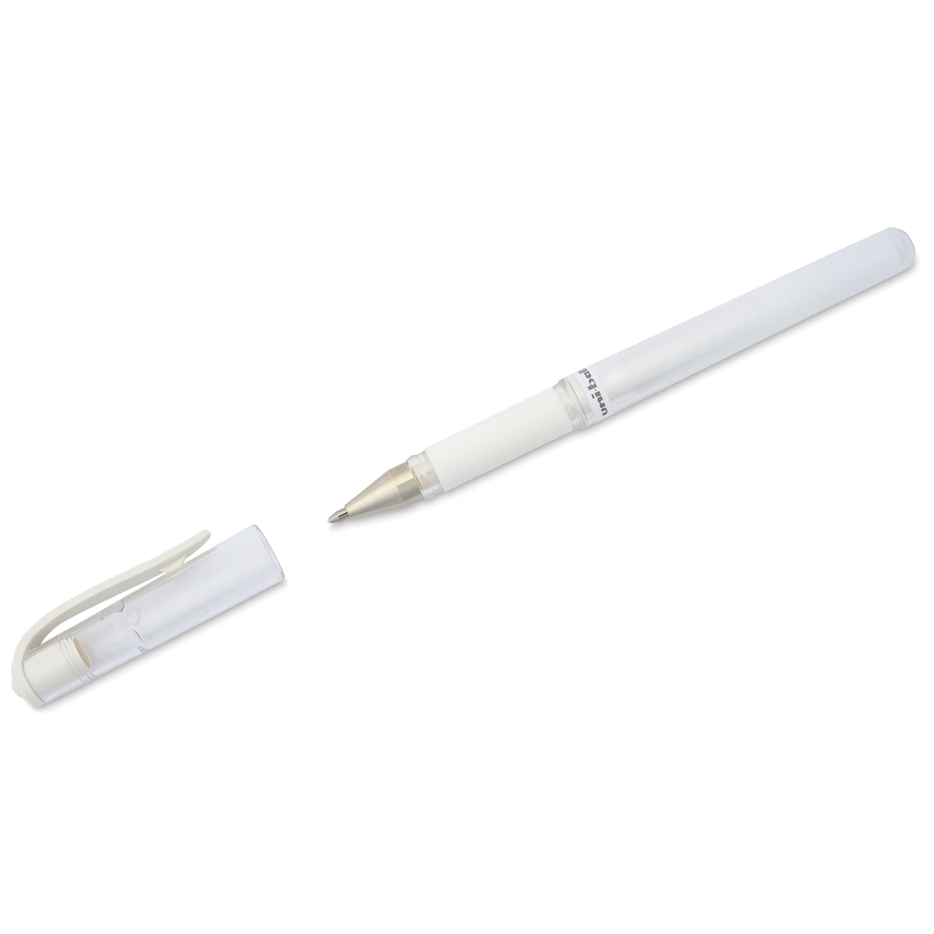 Uni-Ball Signo Impact Rollerball Gel Pen - White, cap removed Uni-Ball Signo Impact Rollerball Gel Pen - White, cap removed