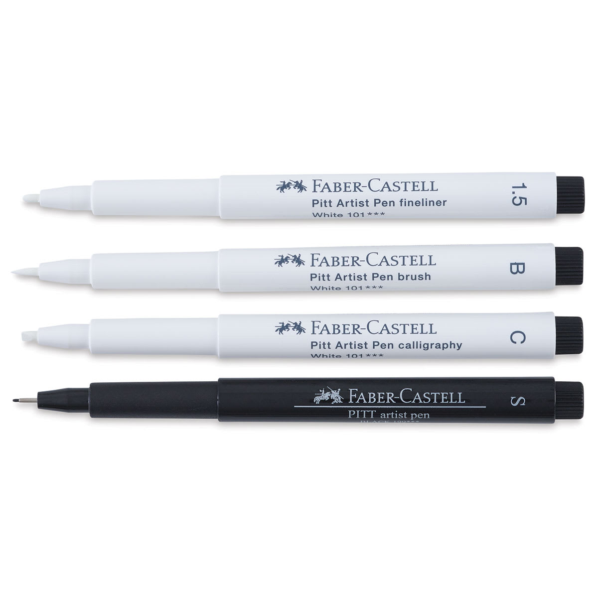 Faber-Castell Pitt Artist Pens - White and Black, Set of 4, Assorted Nibs (out of package) Faber-Castell Pitt Artist Pens - White and Black, Set of 4, Assorted Nibs (out of package)