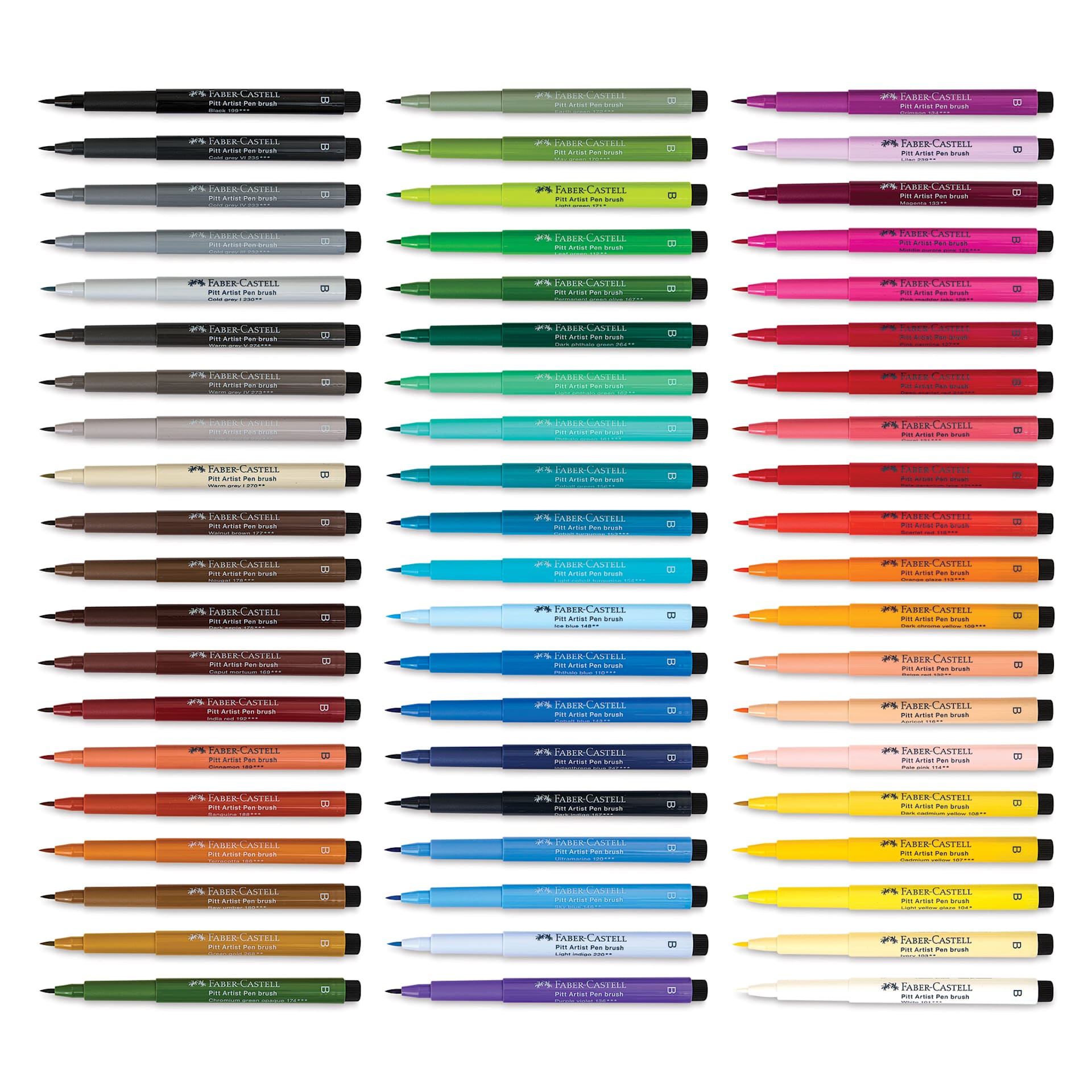 Faber-Castell Pitt Artist Pens - Studio Gift Box, Set of 60, markers with caps off
