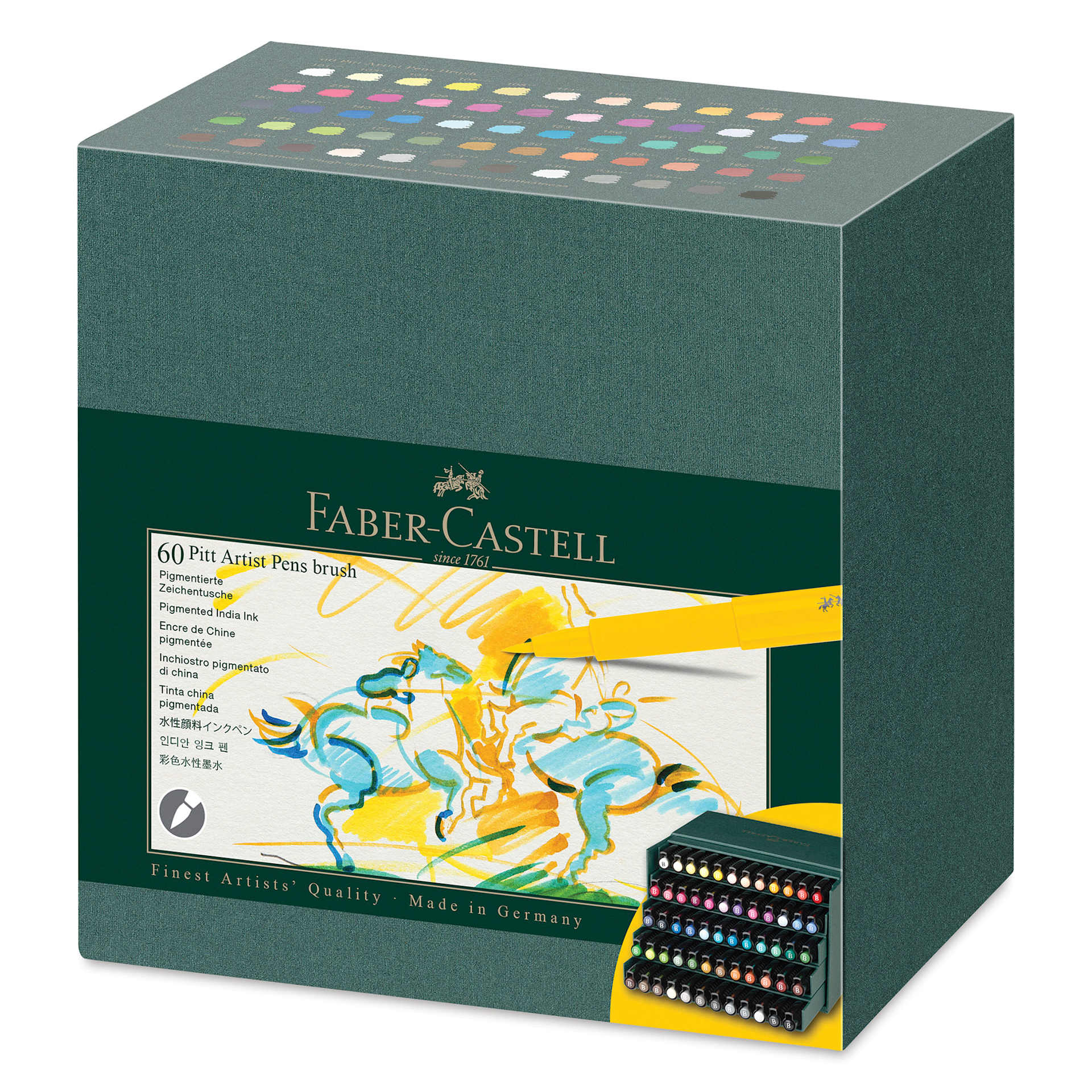 Faber-Castell Pitt Artist Pens - Studio Gift Box, Set of 60, front of the packaging