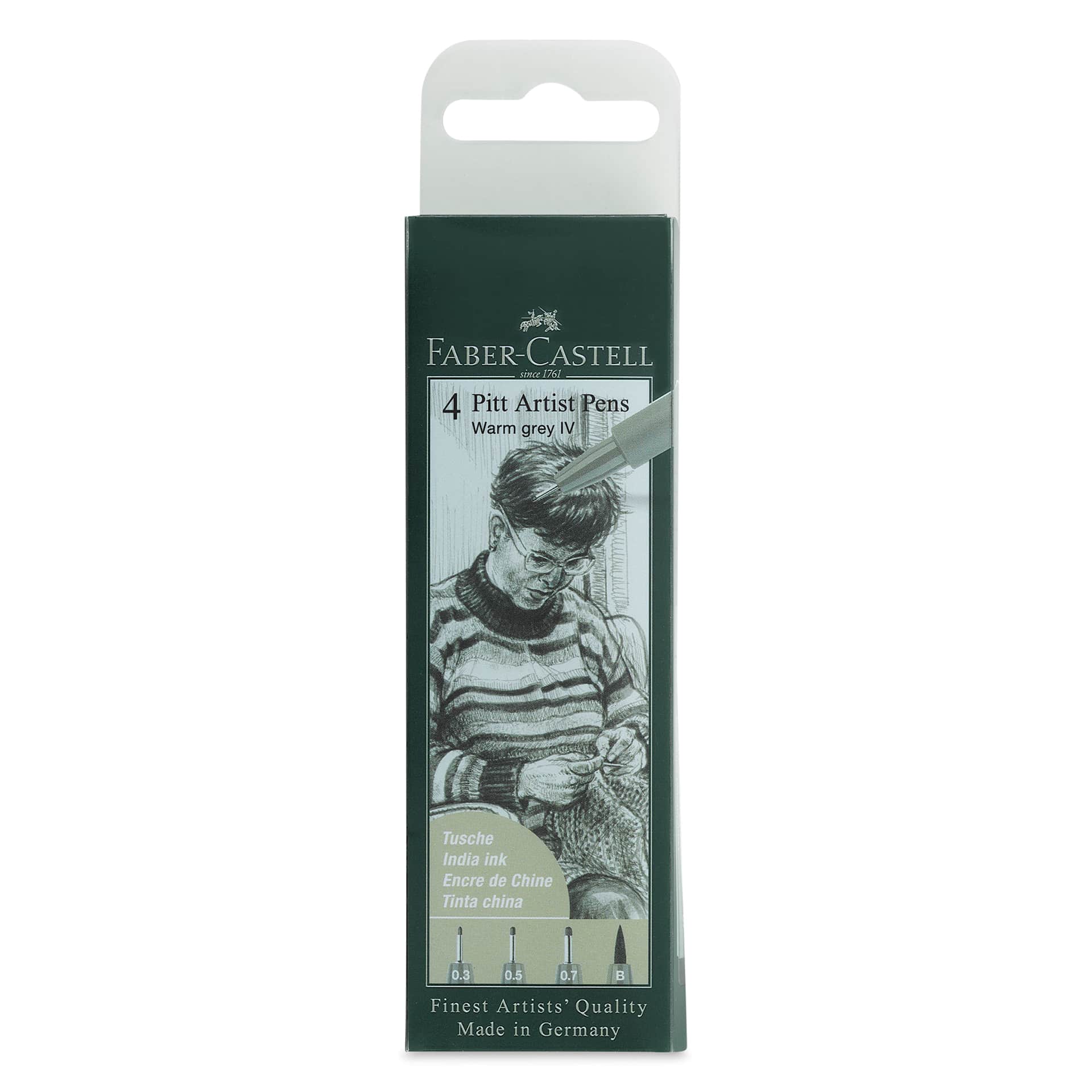 Faber-Castell Pitt Artist Pens- Warm Grey IV, Set of 4, Assorted Nibs