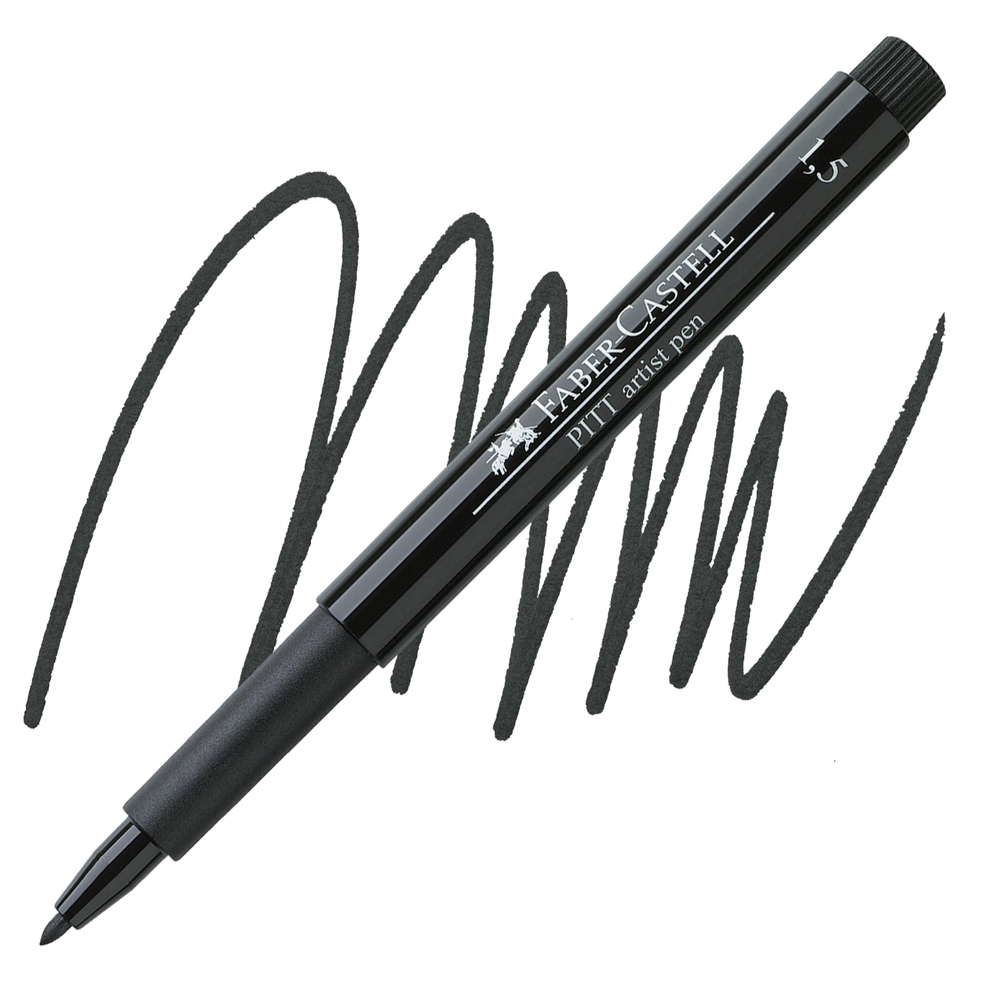 Faber-Castell Pitt Artist Pen - Black, Bullet Nib pen and swatch