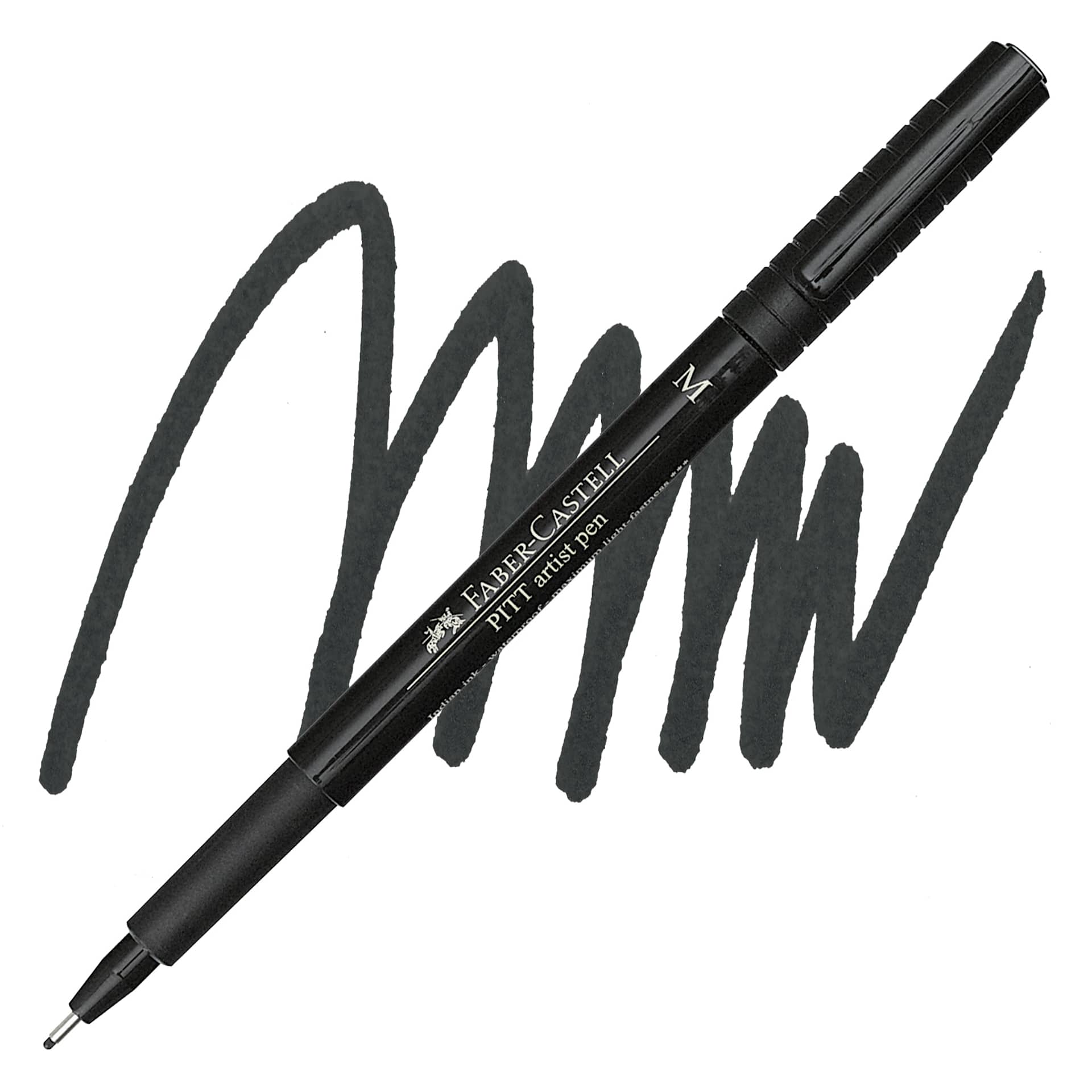 Faber-Castell Pitt Artist Pen - Black, Medium Nib pen and swatch