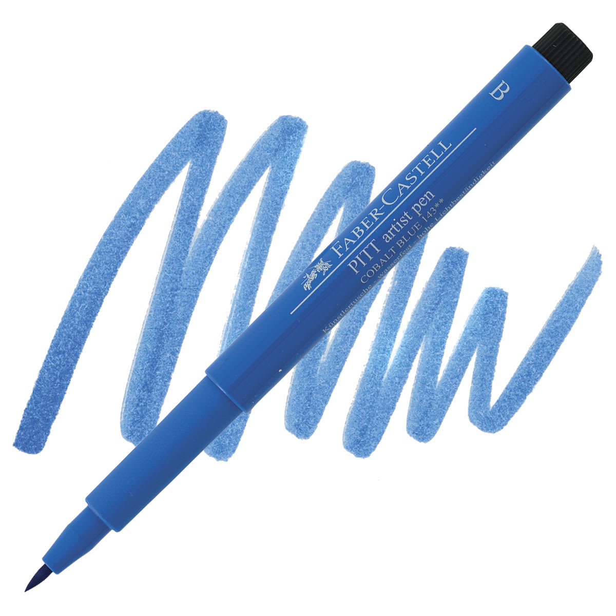 Faber-Castell Pitt Artist Pen - Cobalt Blue, Brush Nib pen and swatch