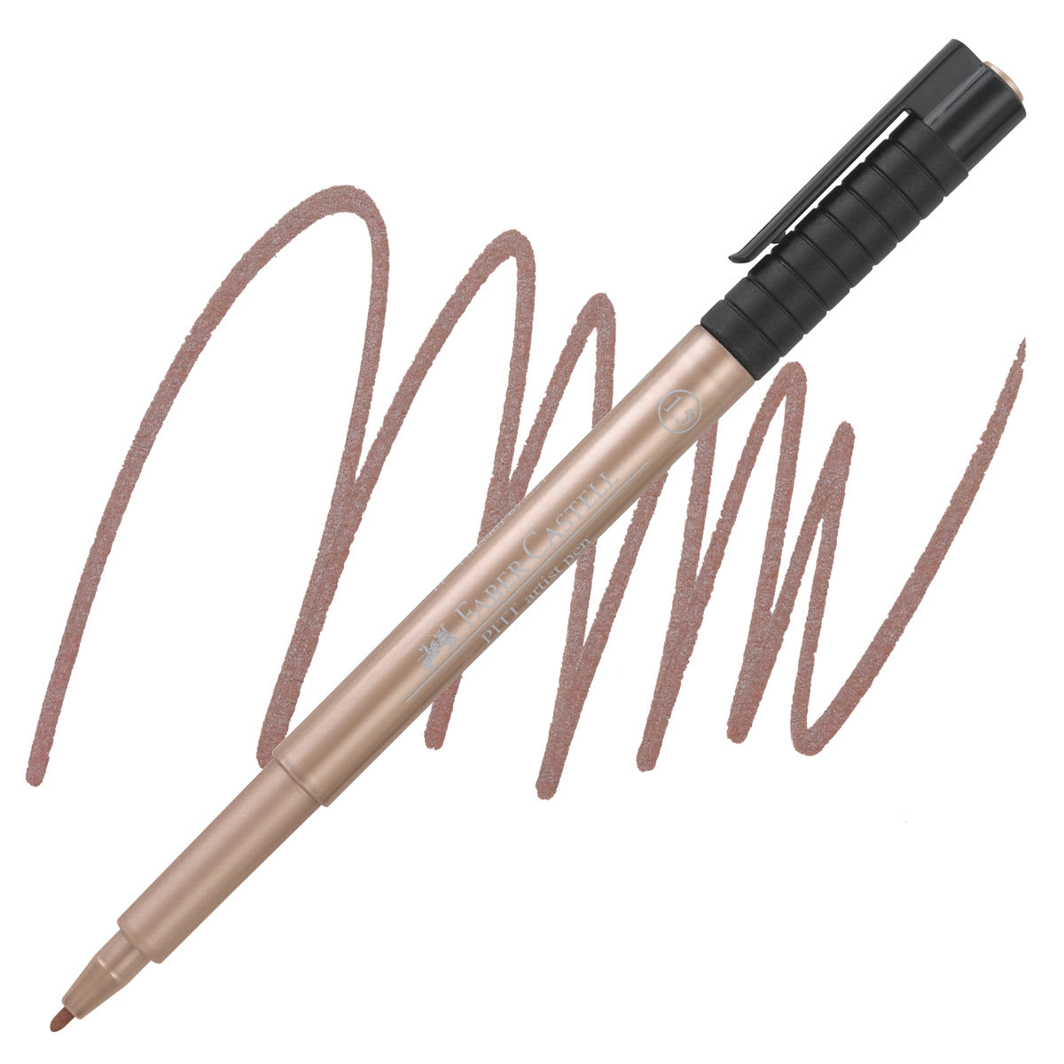 Faber-Castell Pitt Metallic Artist Pen - Copper, Bullet Nib pen and swatch