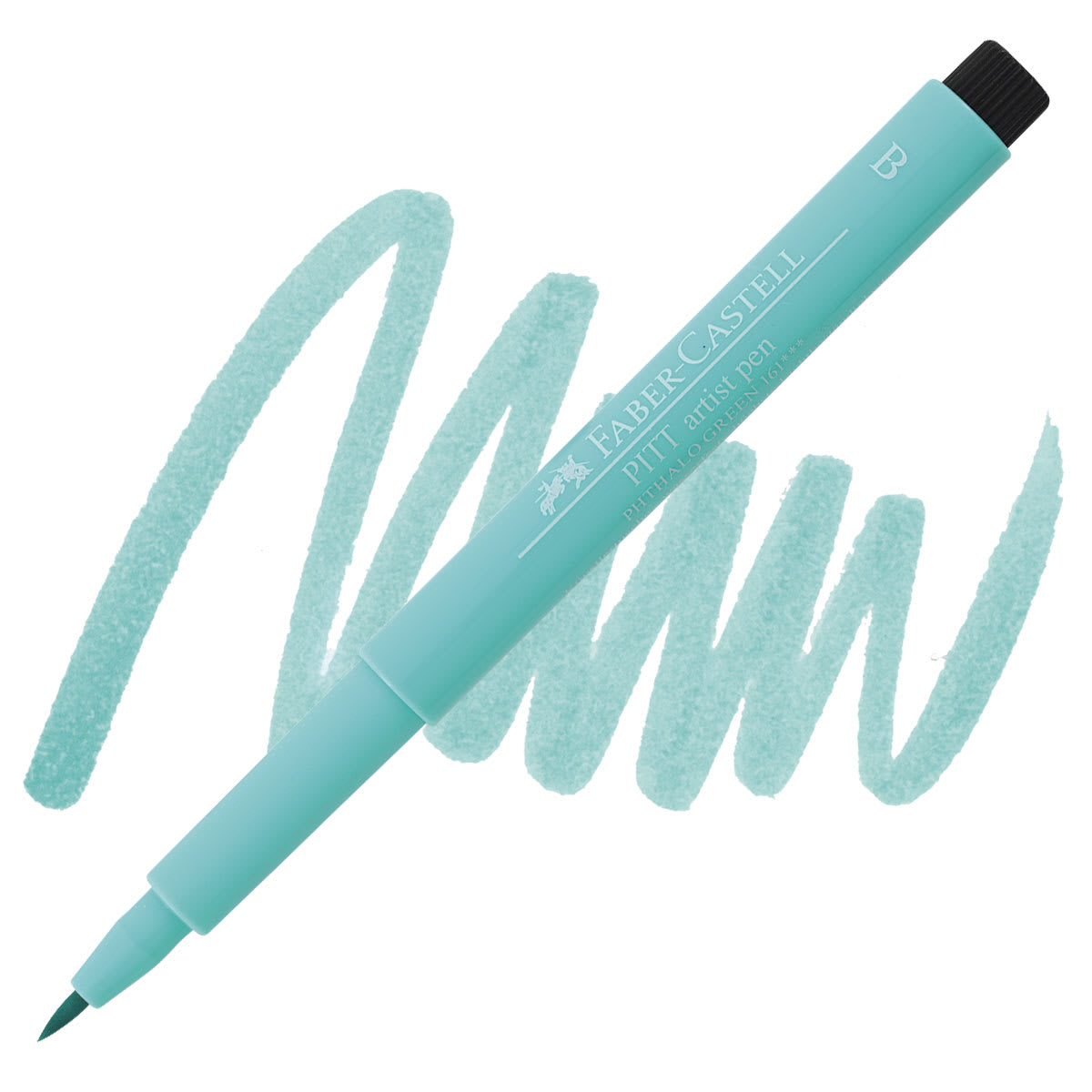 Faber-Castell Pitt Artist Pen - Phthalo Green, Brush Nib pen and swatch