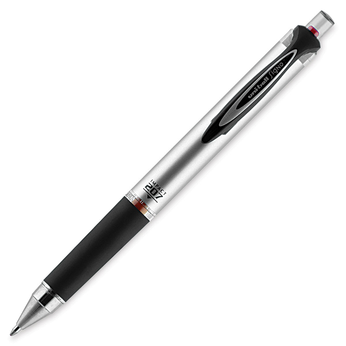 Uni-Ball Retractable Gel Impact Pen - Red Pen shown at angle