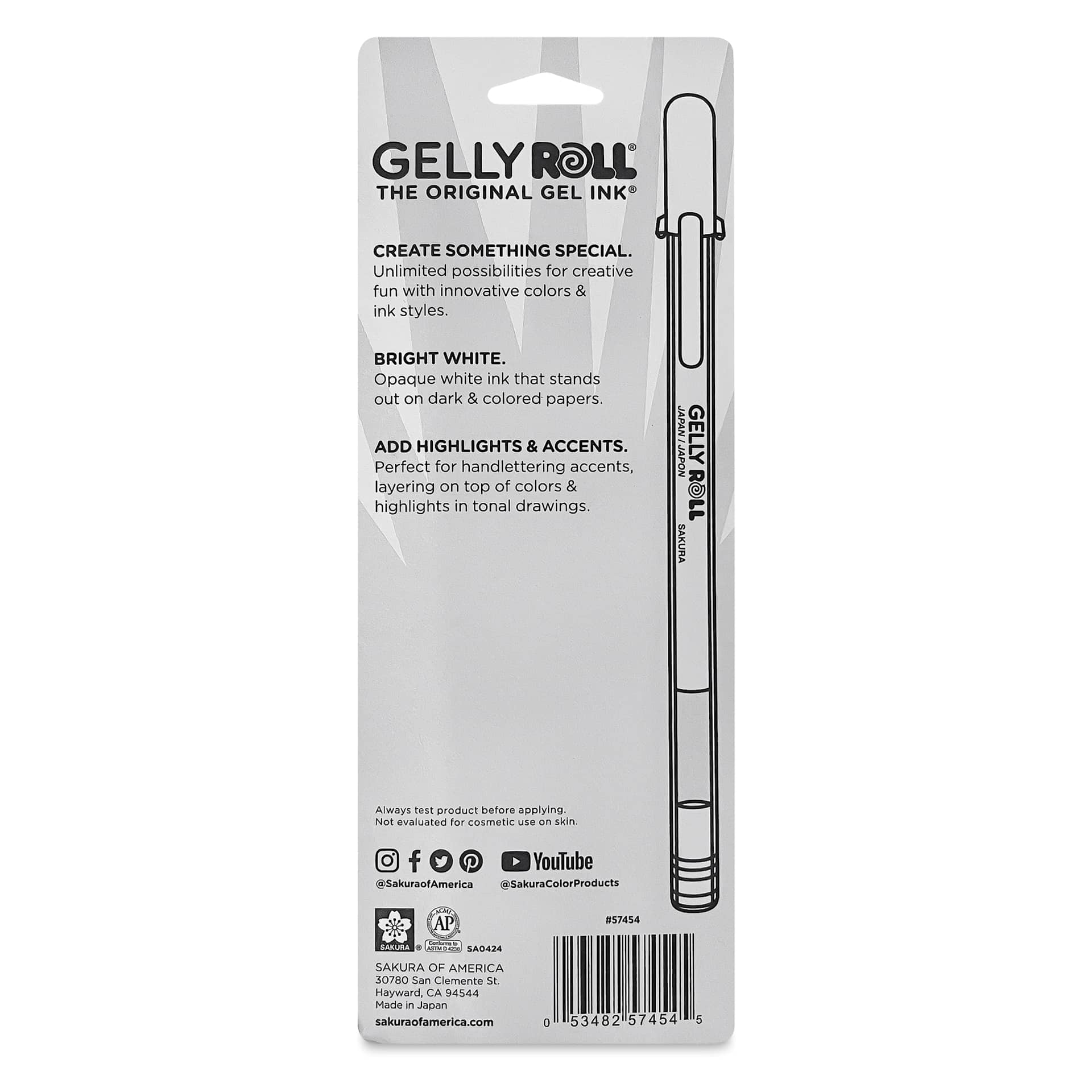 Sakura Gelly Roll Opaque White Pen - Set of 3, back of packaging