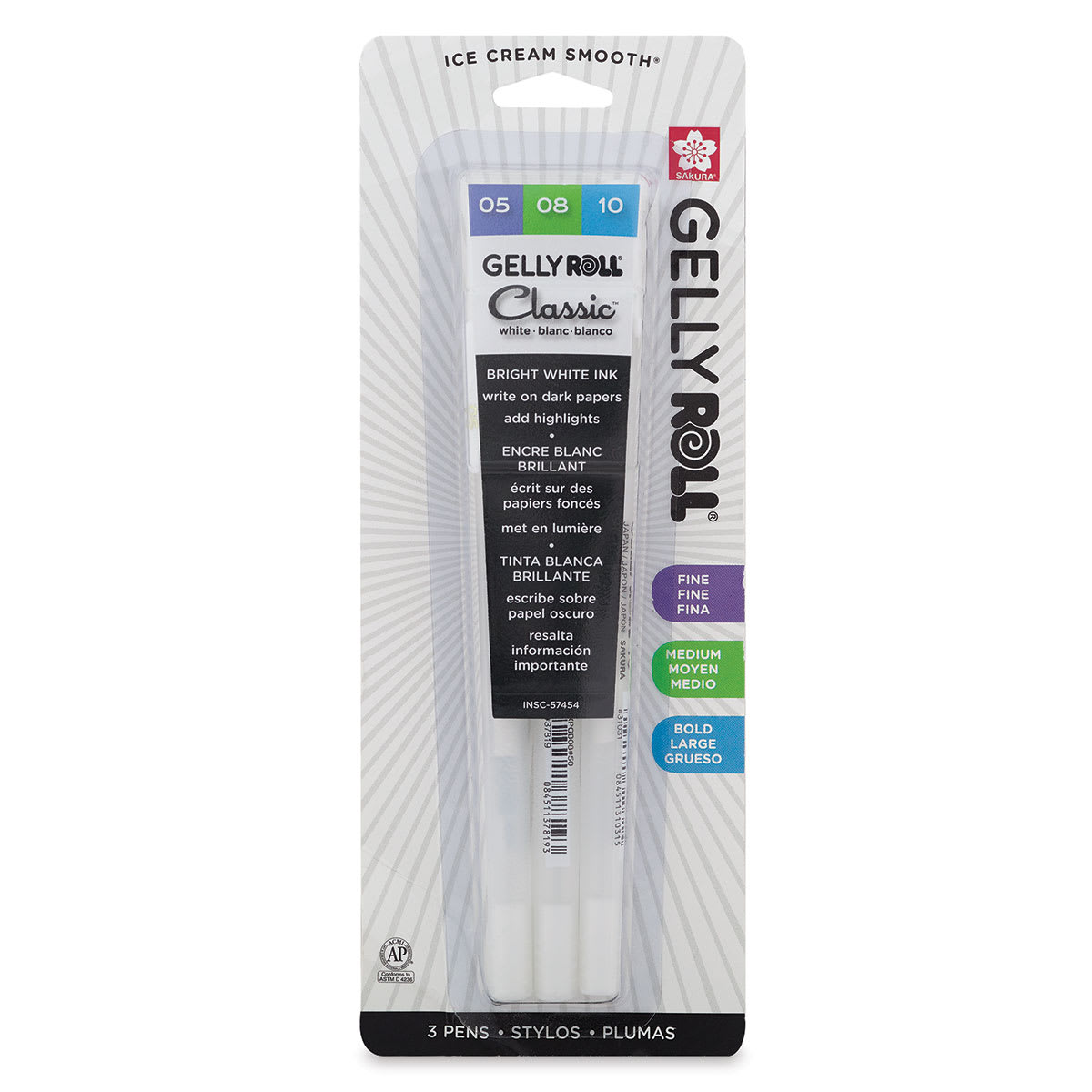 Sakura Gelly Roll Opaque White Pen - Set of 3 (front of package)