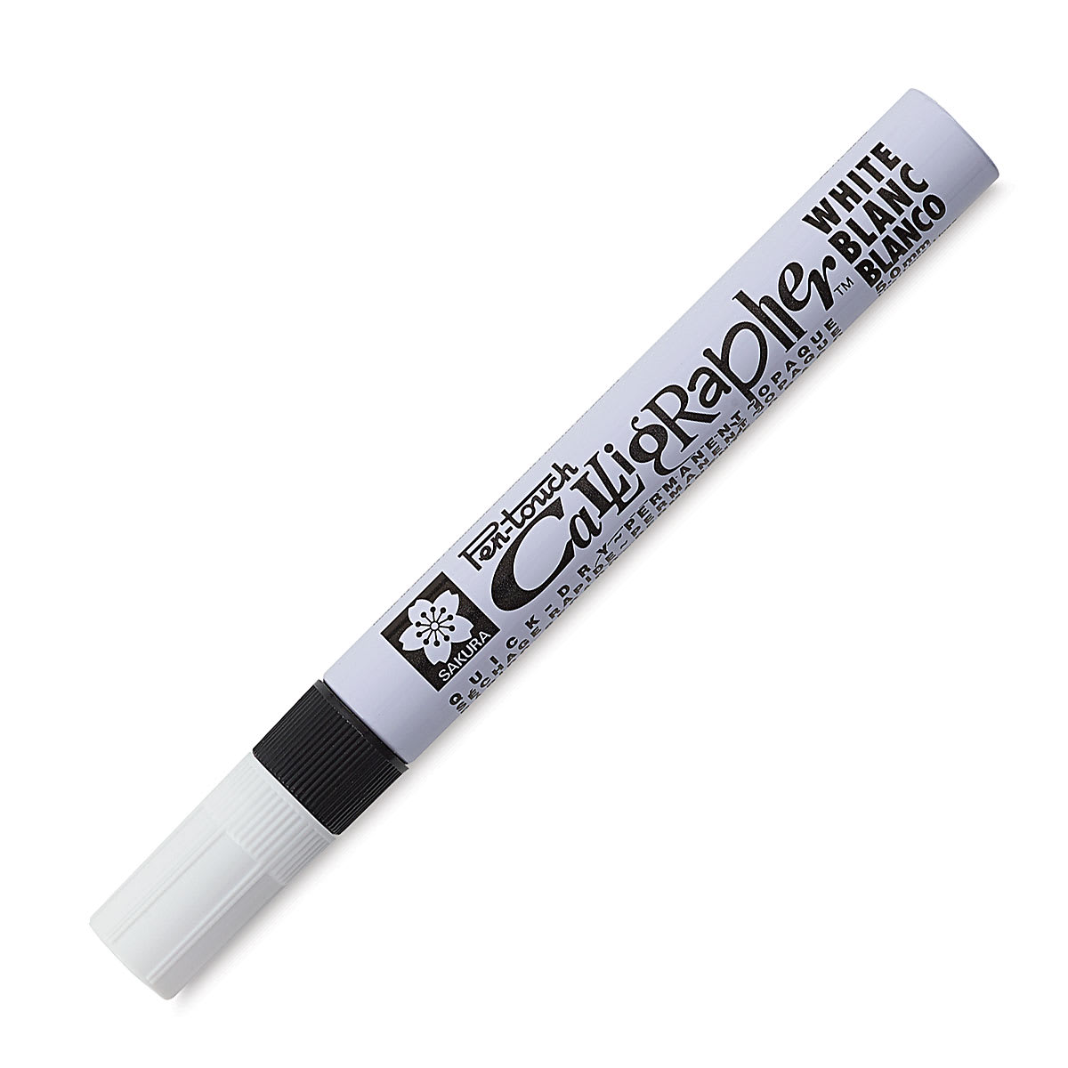 Sakura Pen Touch Calligrapher Pen - Medium Point, 5 mm, White with cap on