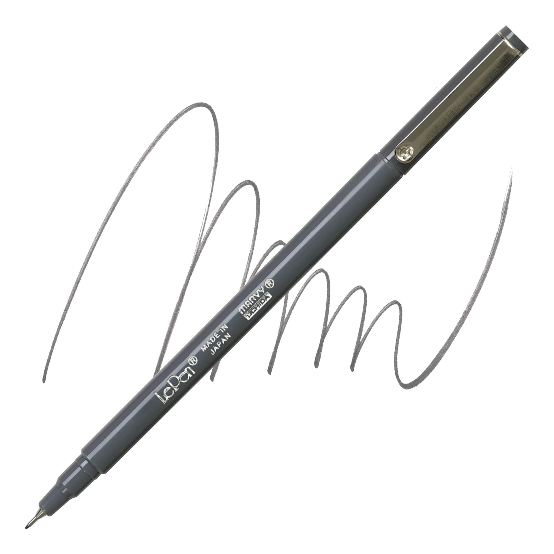 Marvy Uchida LePen Fine Line Marker - Dark Gray marker and swatch