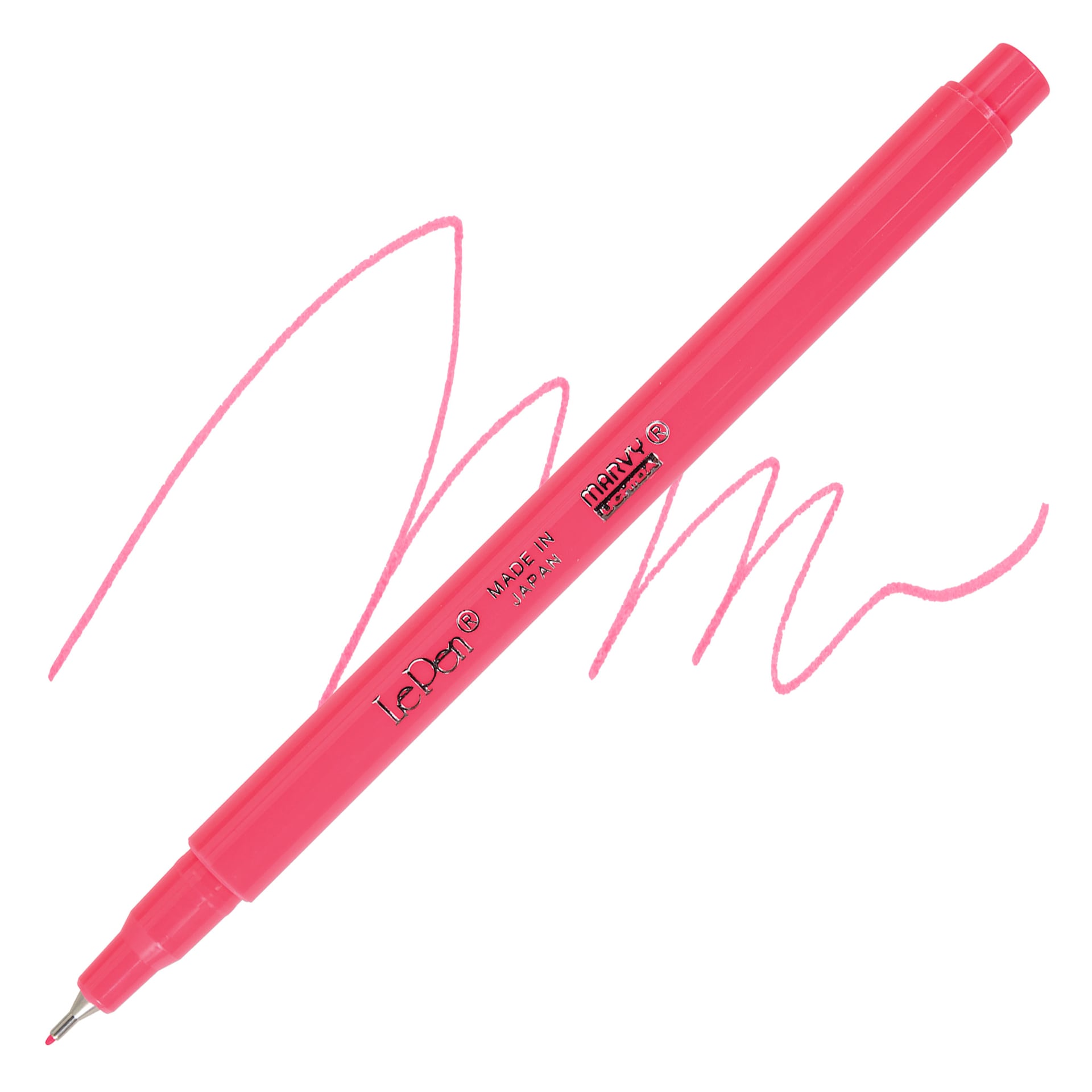Marvy Uchida LePen Fine Line Marker - Fluorescent Pink, pen and swatch