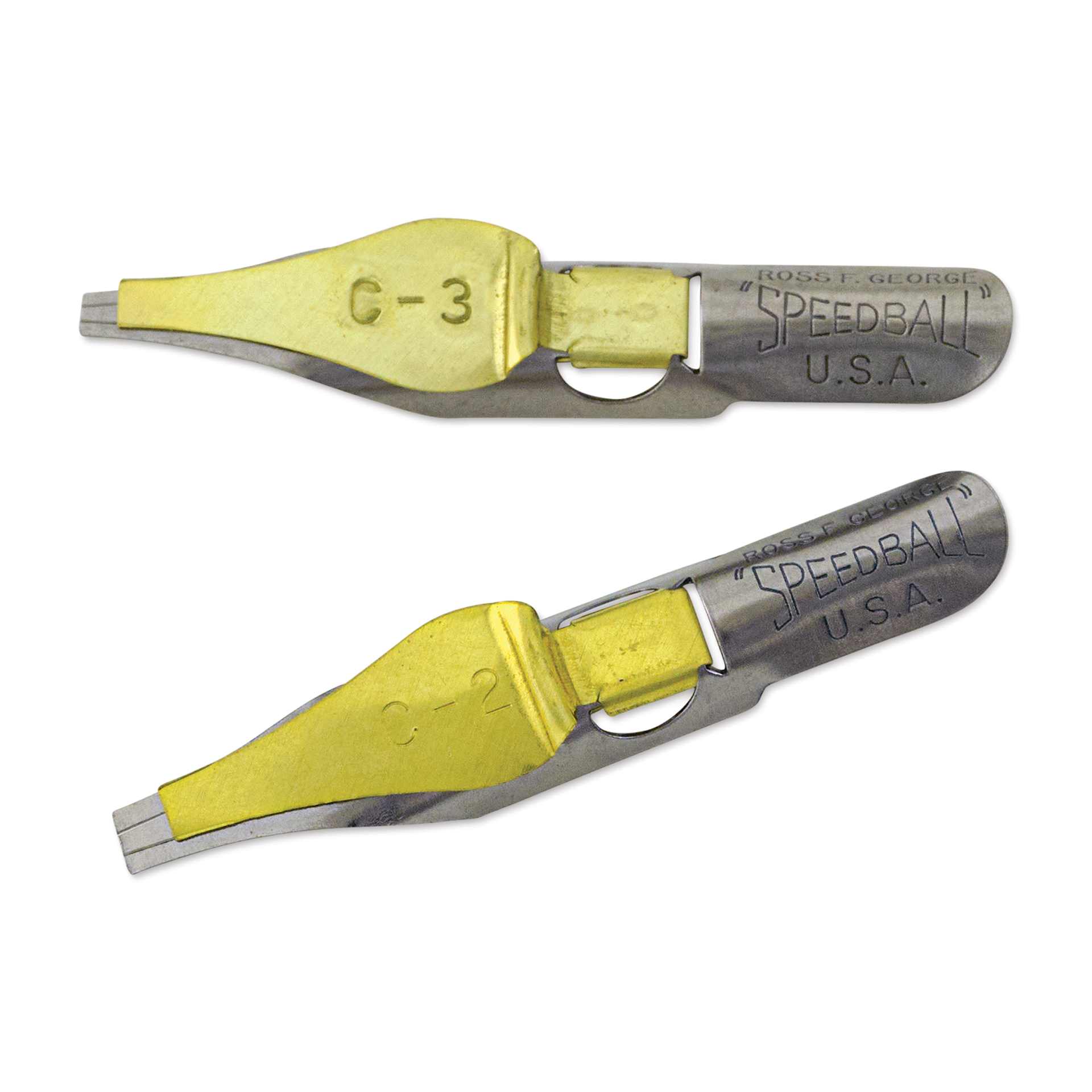 Speedball Broad Edge C-Series Flat Calligraphy Nibs - C2 and C3, out of the packaging