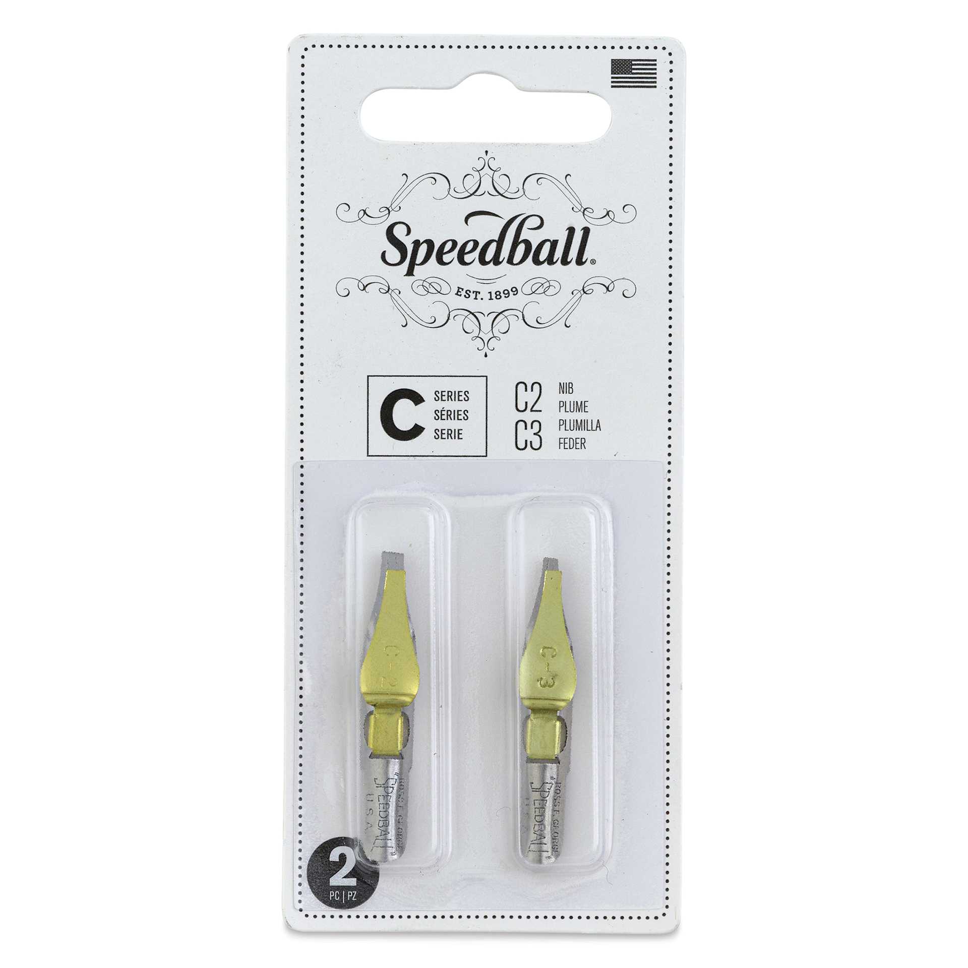 Speedball Broad Edge C-Series Flat Calligraphy Nibs - C2 and C3, front of the packaging