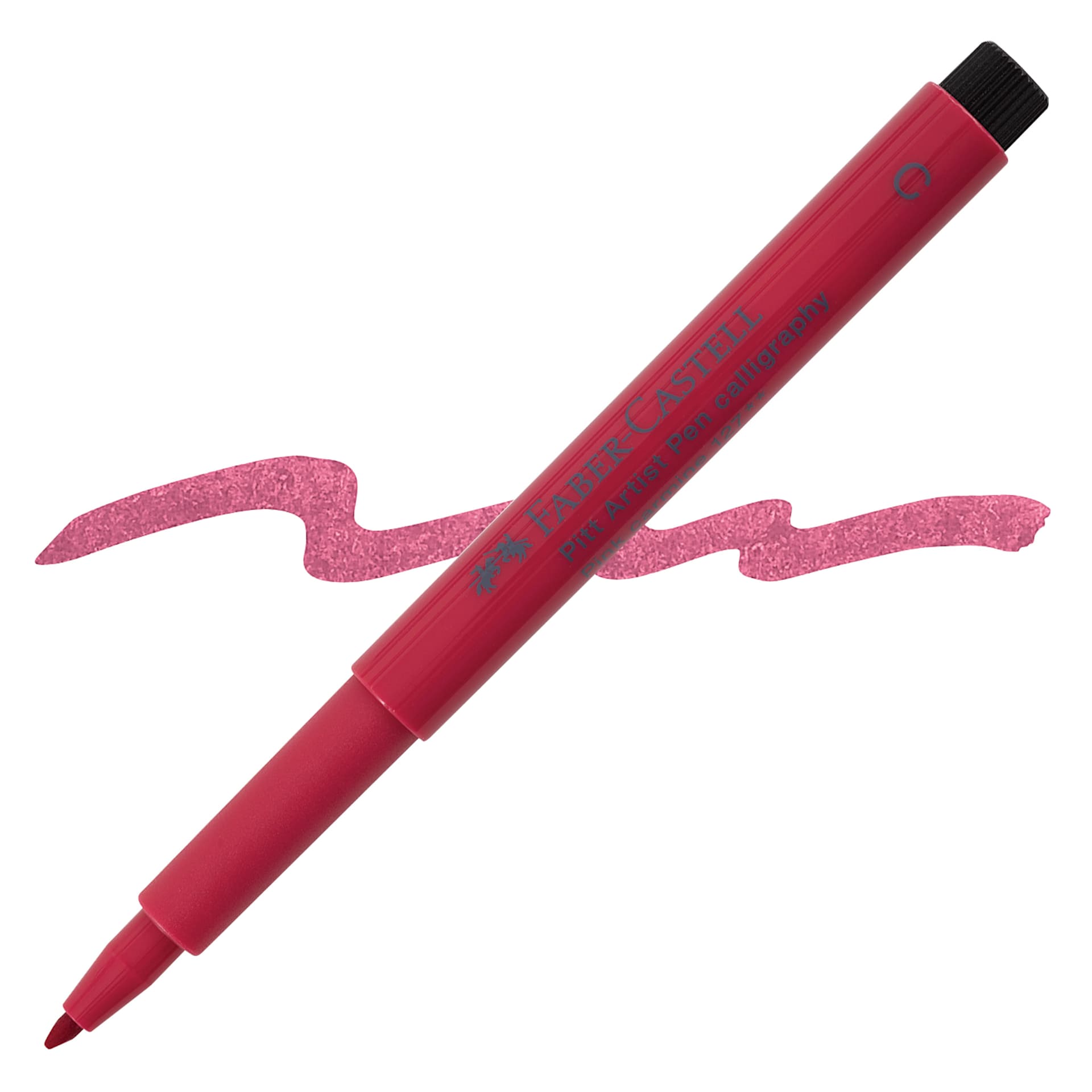 Faber-Castell Pitt Calligraphy Pen - Pink Carmine pen and swatch