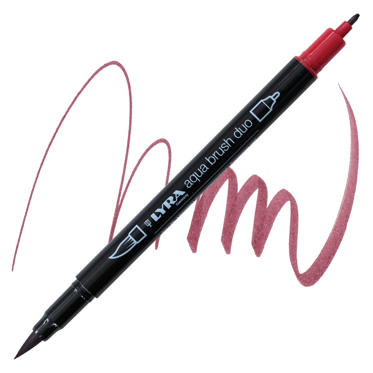 Lyra Aqua Brush Duo Marker - Pompeian Red 091 marker and swatch