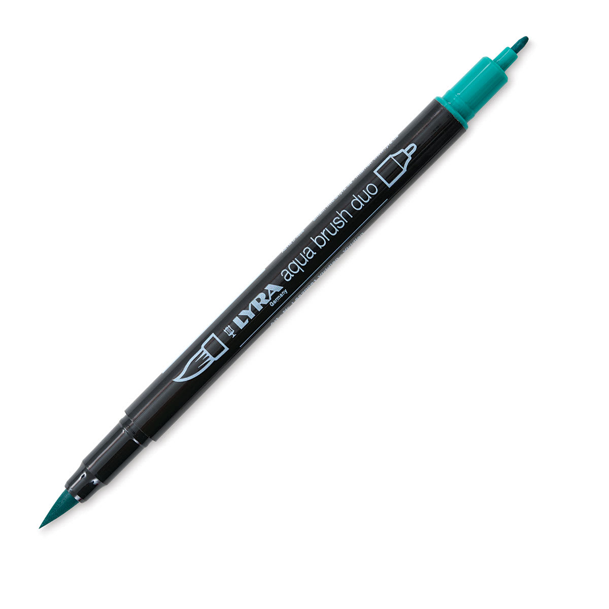 Lyra Aqua Brush Duo Marker - Viridian 061 (with caps off)