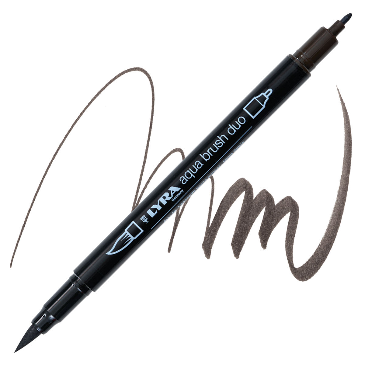 Lyra Aqua Brush Duo Marker - Deep Sepia 075 marker and swatch