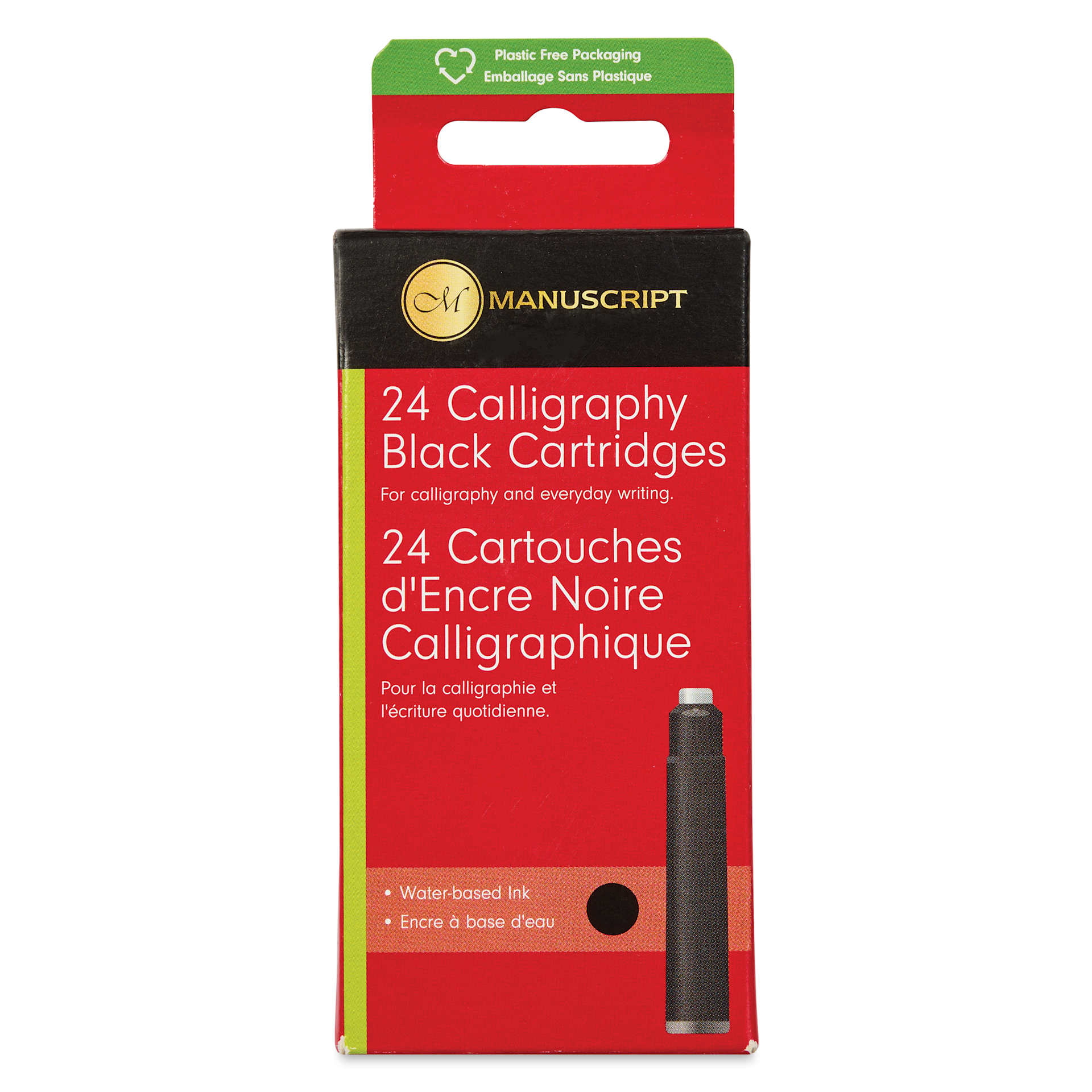 Manuscript Ink Refills - Black, Pkg of 24, front of the packaging