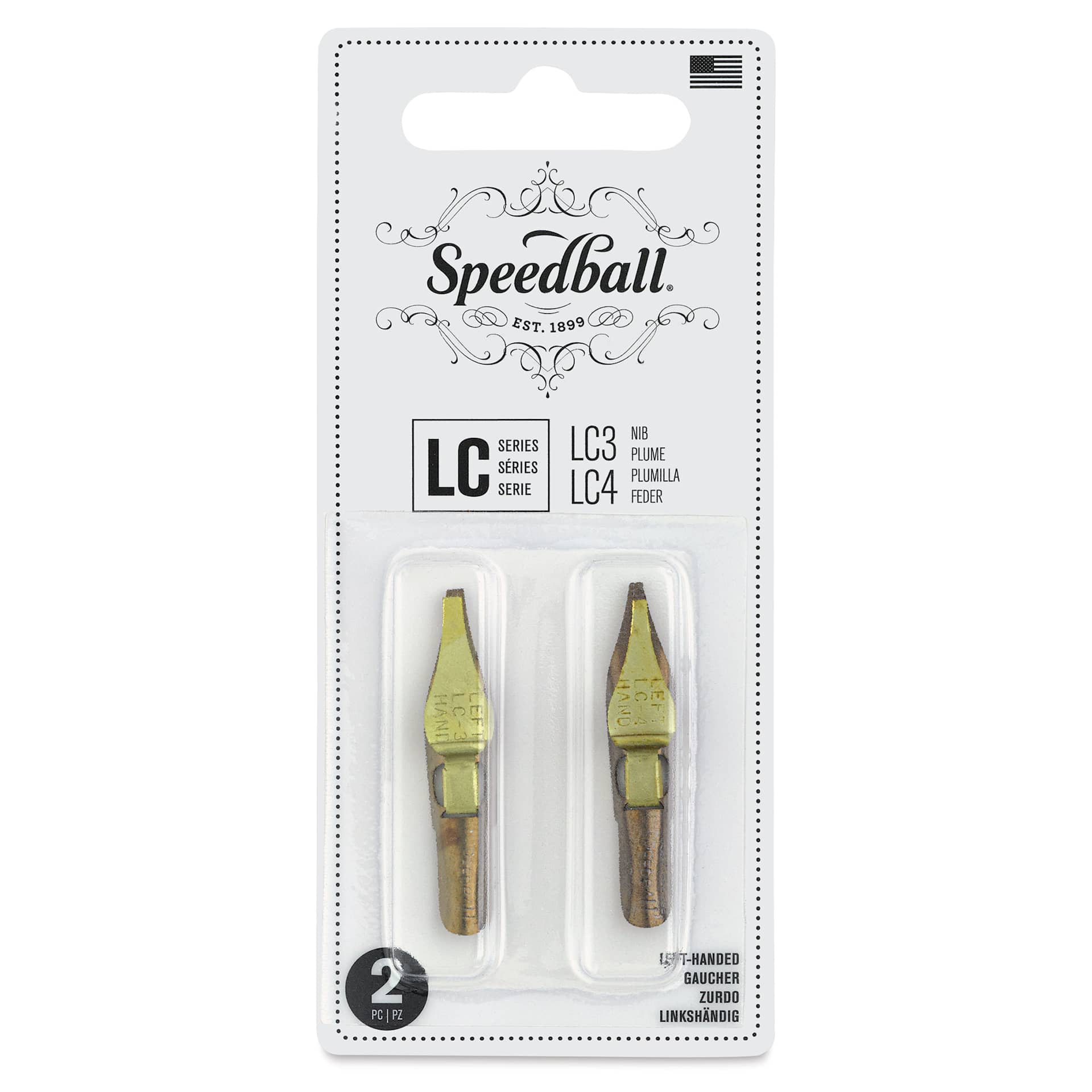 Speedball Broad Edge C-Series Flat Calligraphy Nibs - LC3 and LC4, front of the packaging