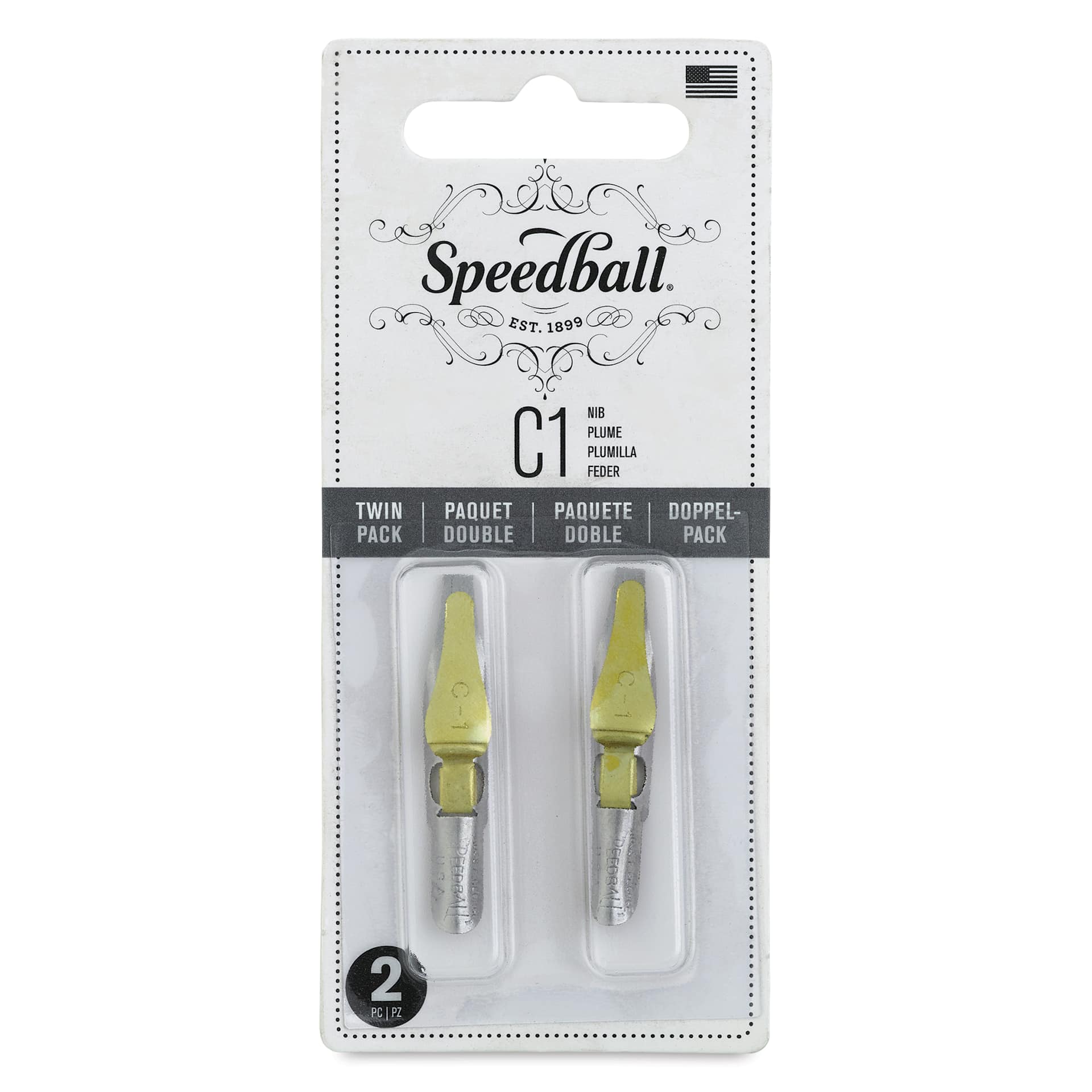 Speedball Broad Edge C-Series Flat Calligraphy Nibs - C1, Pkg of 2, front of the packaging