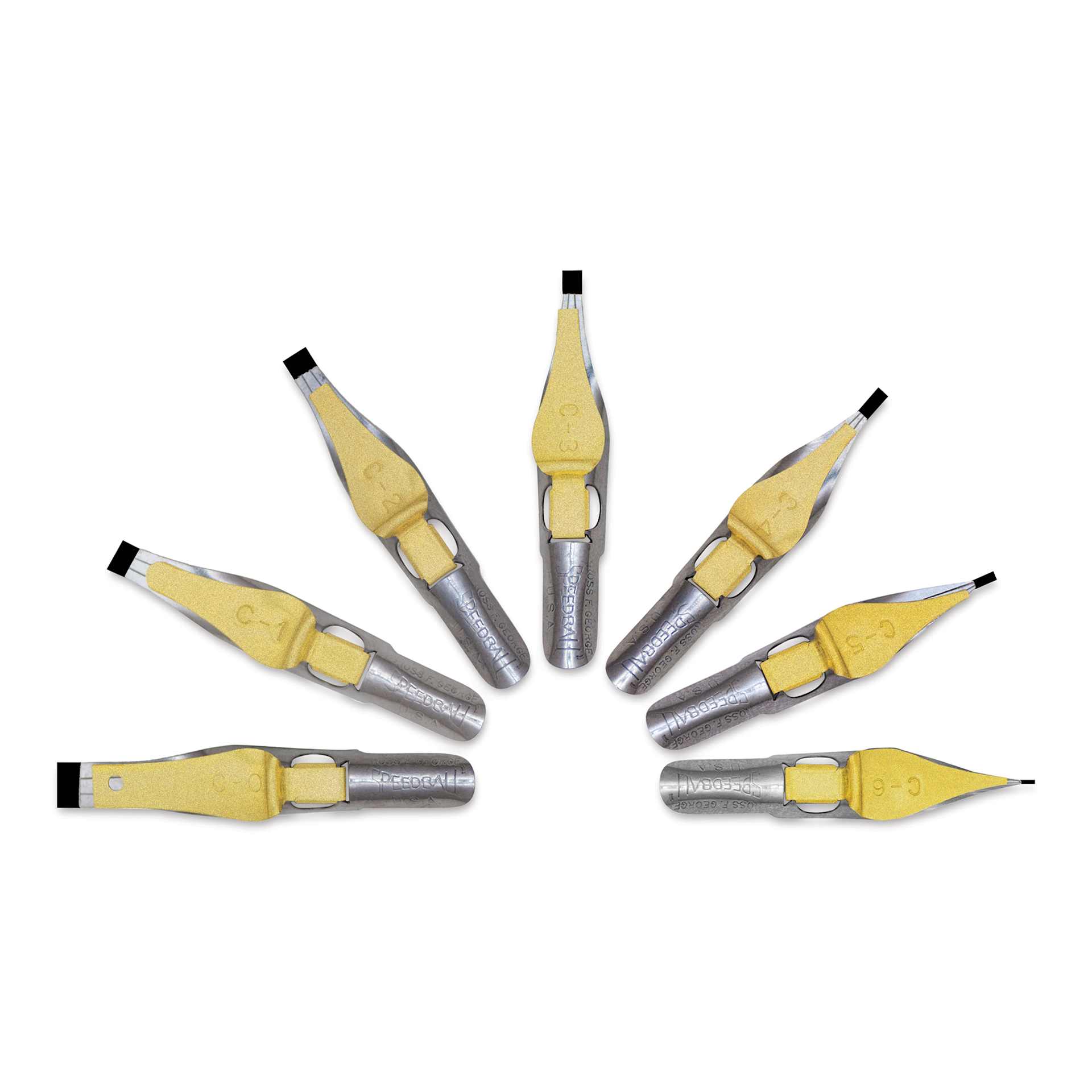 Speedball Broad Edge C-Series Flat Calligraphy Nibs, demonstration of the width of the nibs Speedball Broad Edge C-Series Flat Calligraphy Nibs, demonstration of the width of the nibs