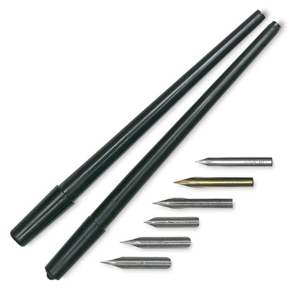 Speedball #20 General Purpose Set - 2 Holders and 6 Nibs shown