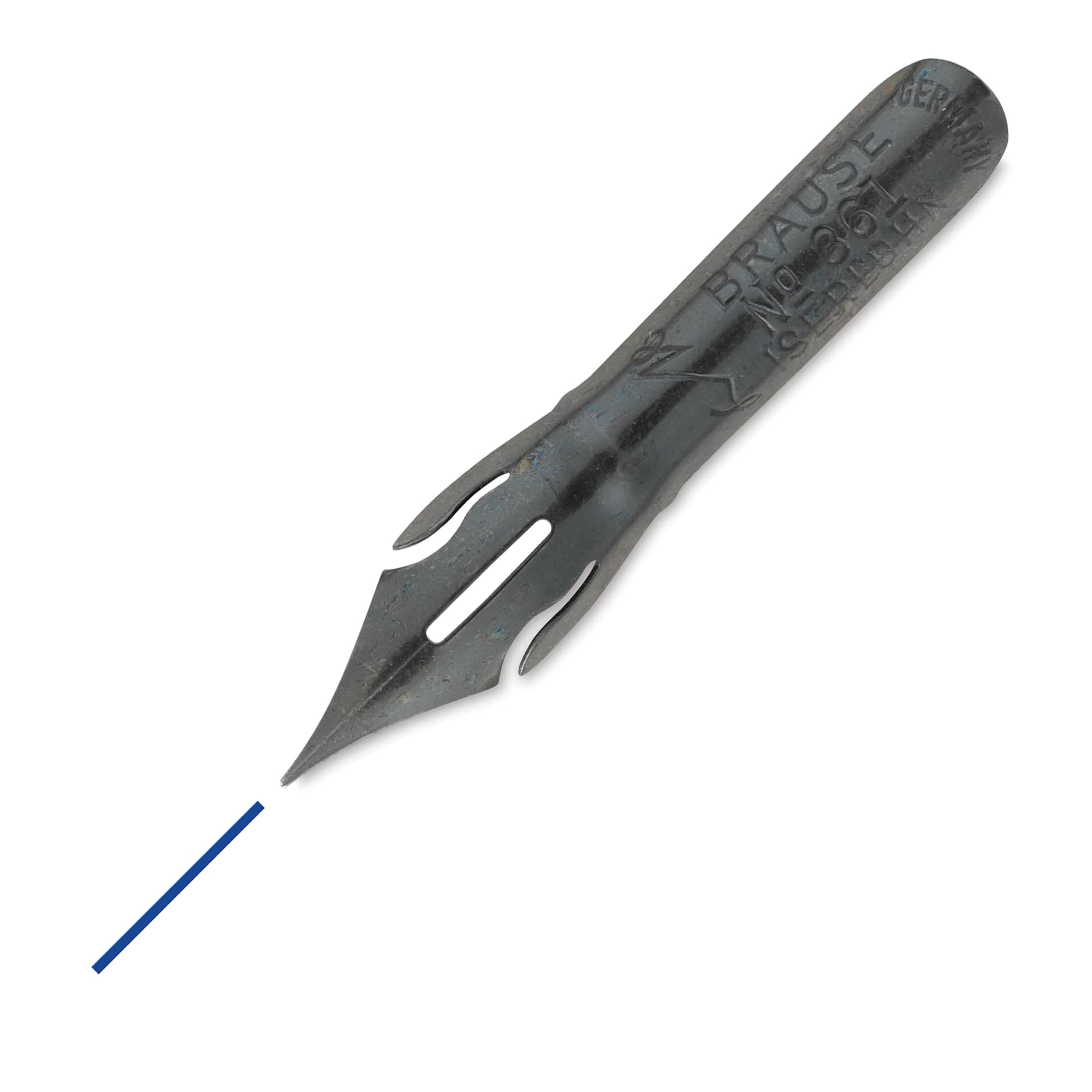 Brause No. 361 Steno Blue Pumpkin Calligraphy Nib, showing the line stroke