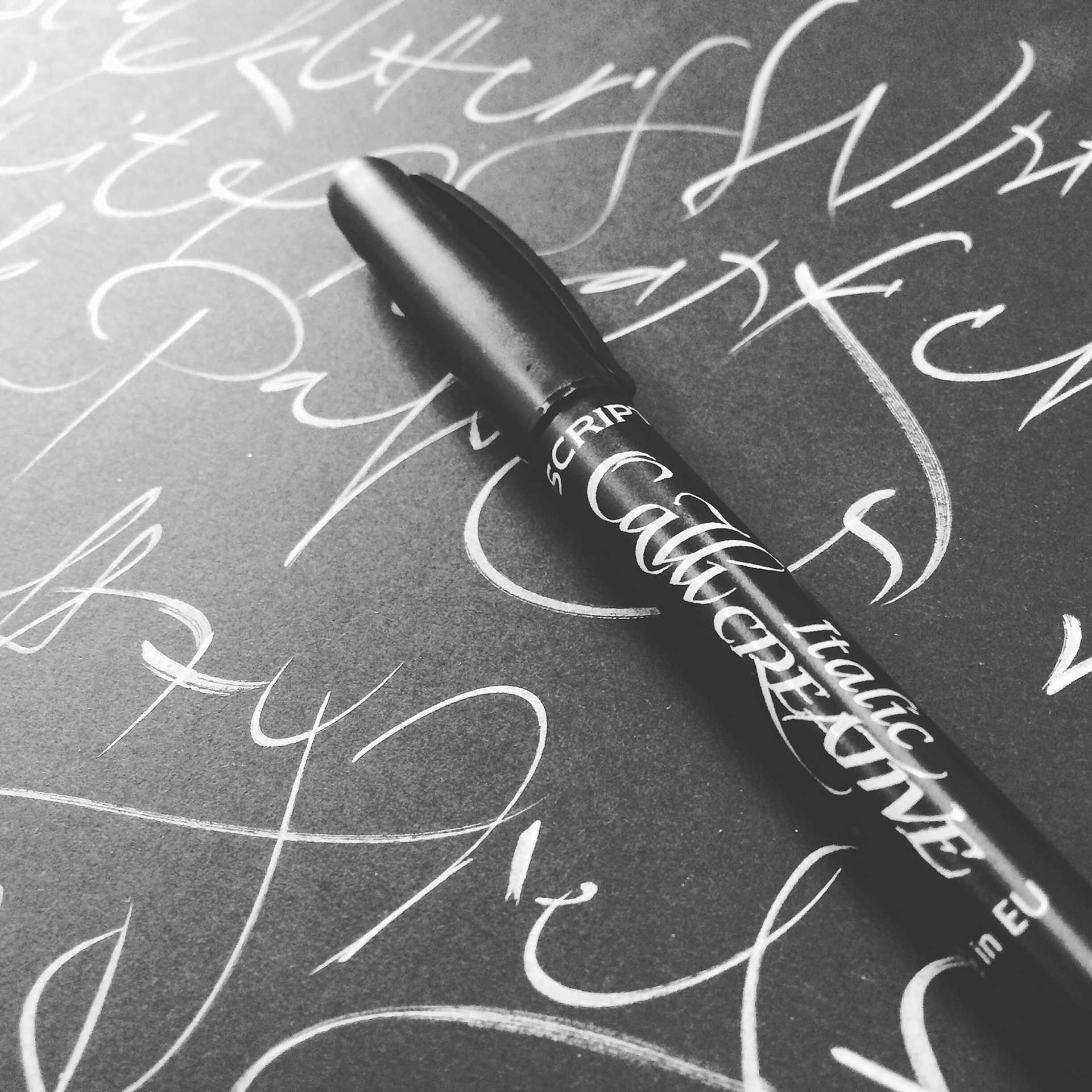 Manuscript CalliCreative Italic Marker - Metallic, Set of 6 single marker on sheet of calligraphy