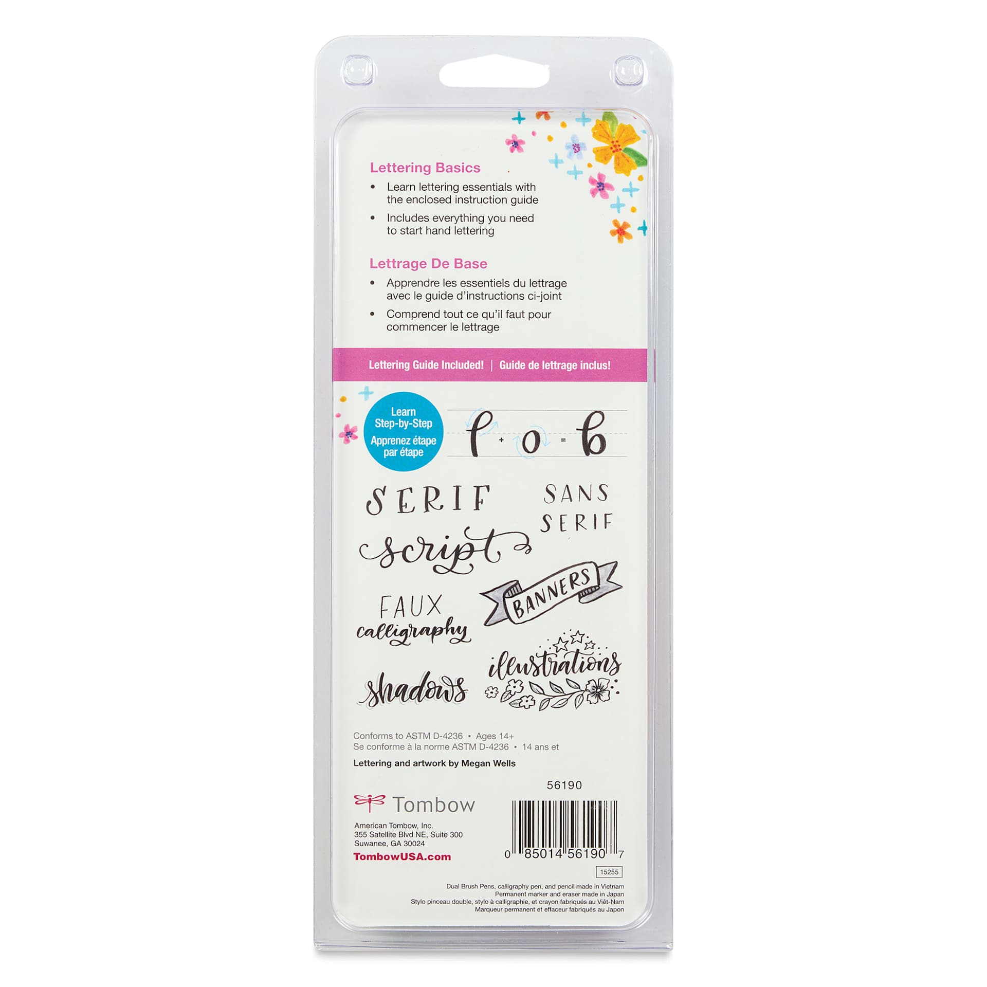 Tombow Lettering Basics Set, back of the packaging