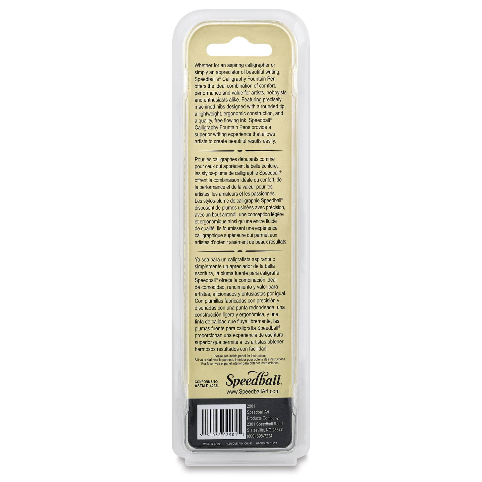 Speedball Calligraphy Fountain Pen - Fountain Pen, 1.5 mm Tip back of package