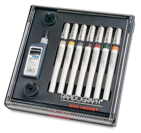 Koh-I-Noor Rapidogrpah - 7-Pen Slim Pack Set Outside of Package Koh-I-Noor Rapidogrpah - 7-Pen Slim Pack Set Outside of Package